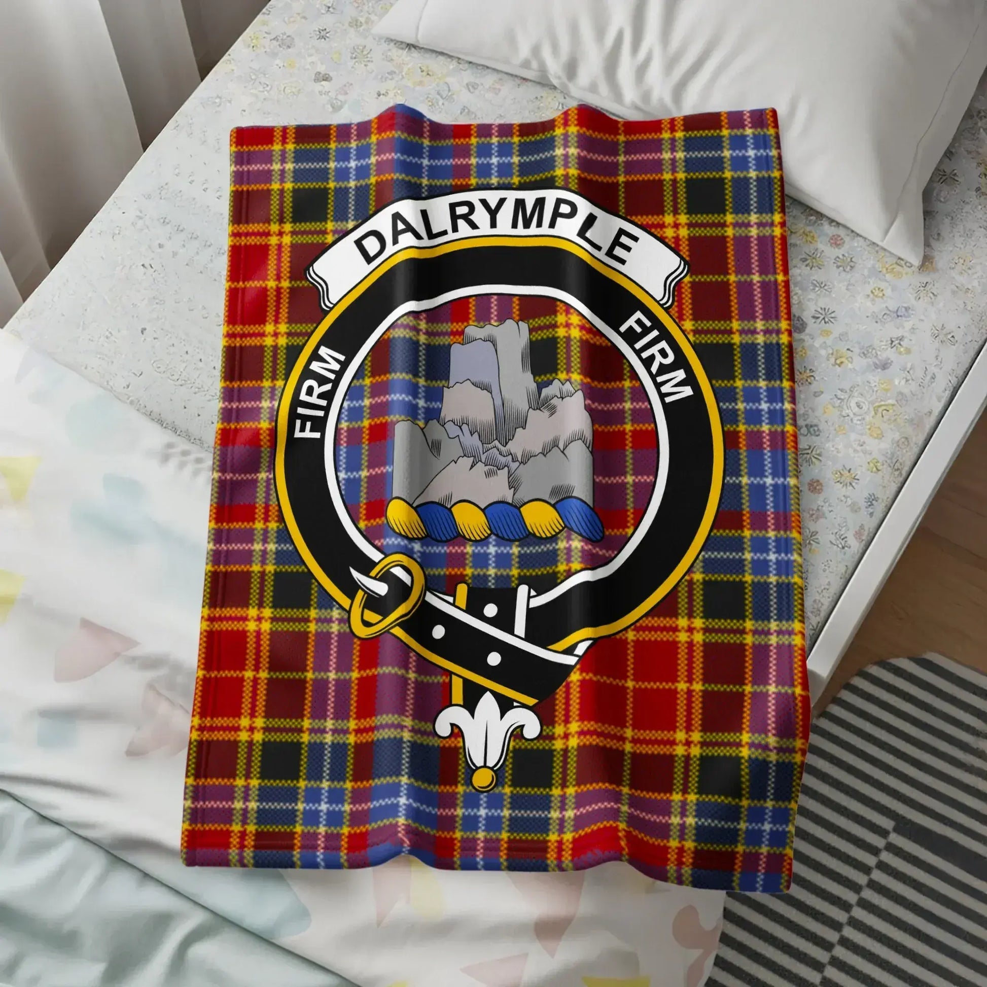 Dalrymple Firm Crest Pattern Tartan Blanket product type