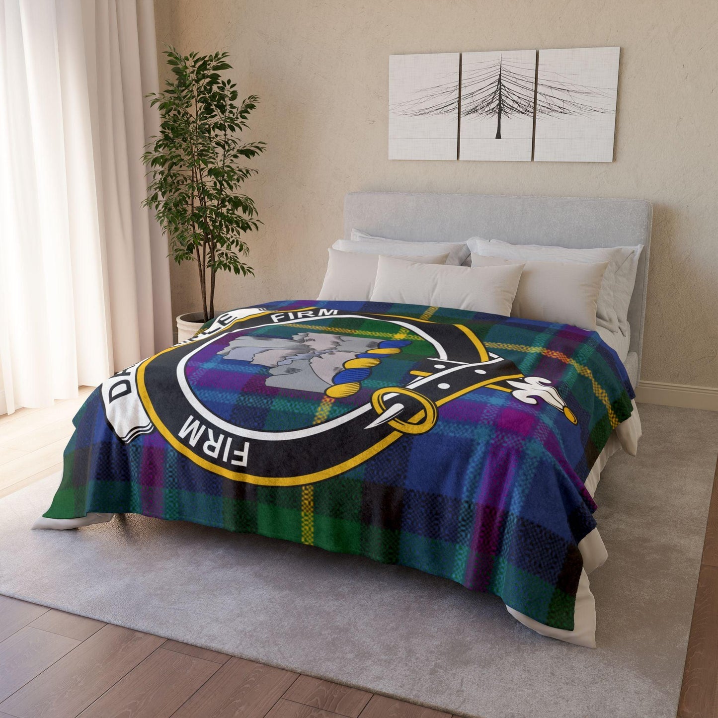 Dalrymple Clan Tartan Blanket – Scottish Crest Throw, Soft & Cozy