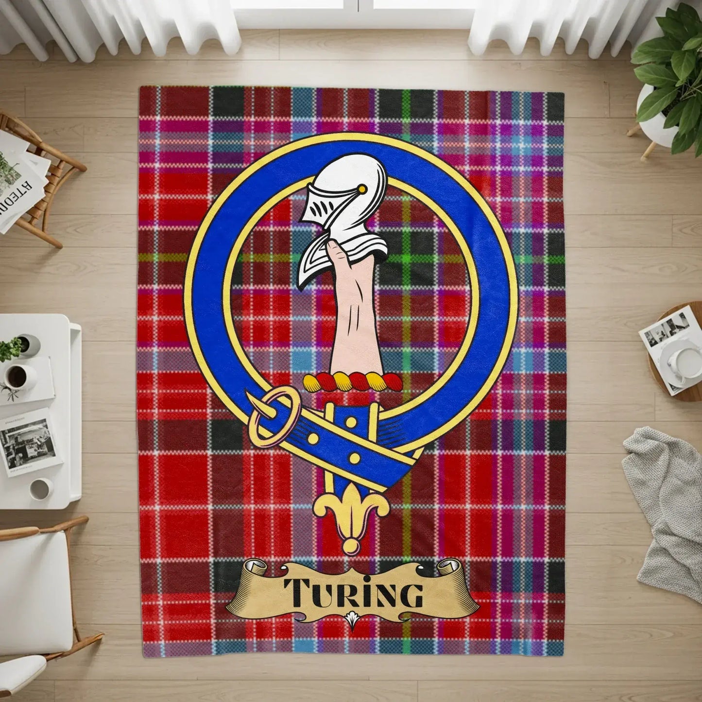 Turing Clan Tartan Crest Design for Rug product