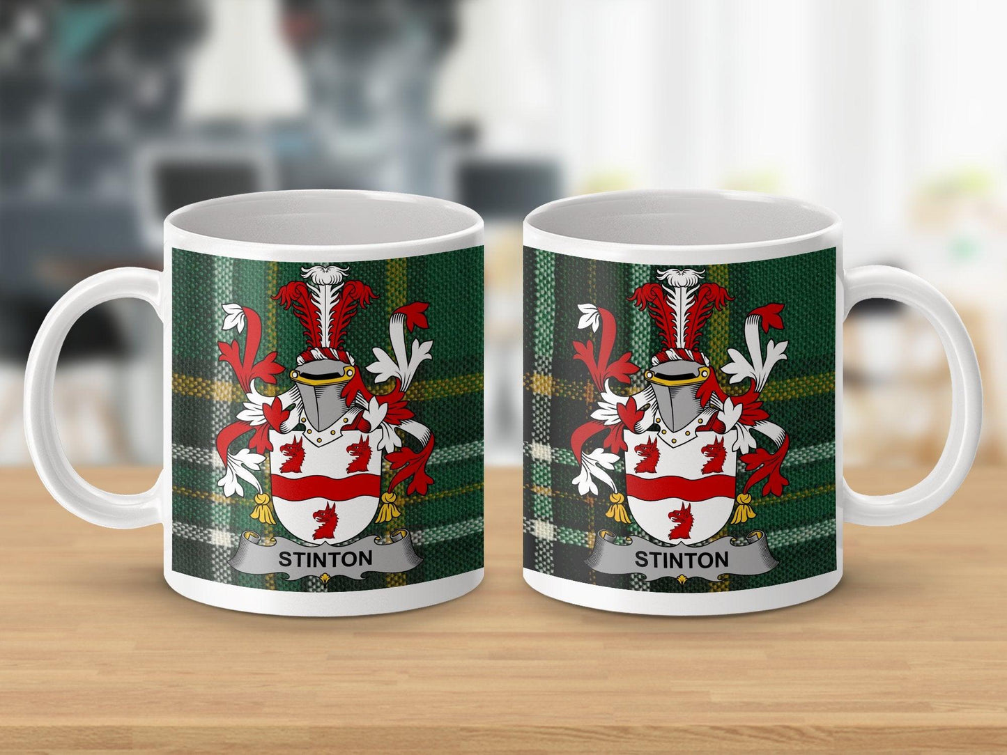 Personalized Stinton Family Crest Coffee Mug, Heraldic Design, Custom Surname Gift, Ancestral Coat of Arms, Unique Family Heritage Keepsake