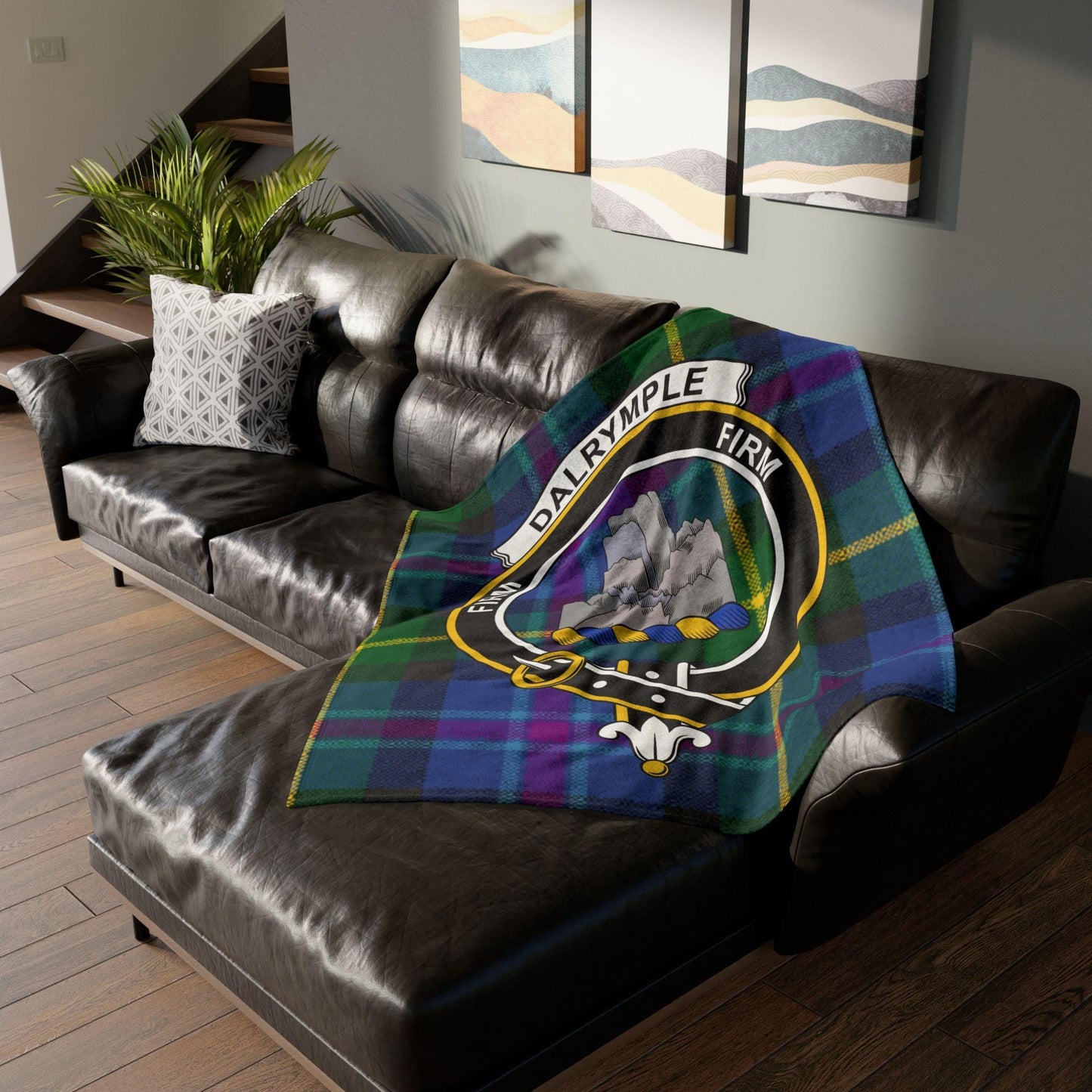 Dalrymple Clan Tartan Blanket – Scottish Crest Throw, Soft & Cozy