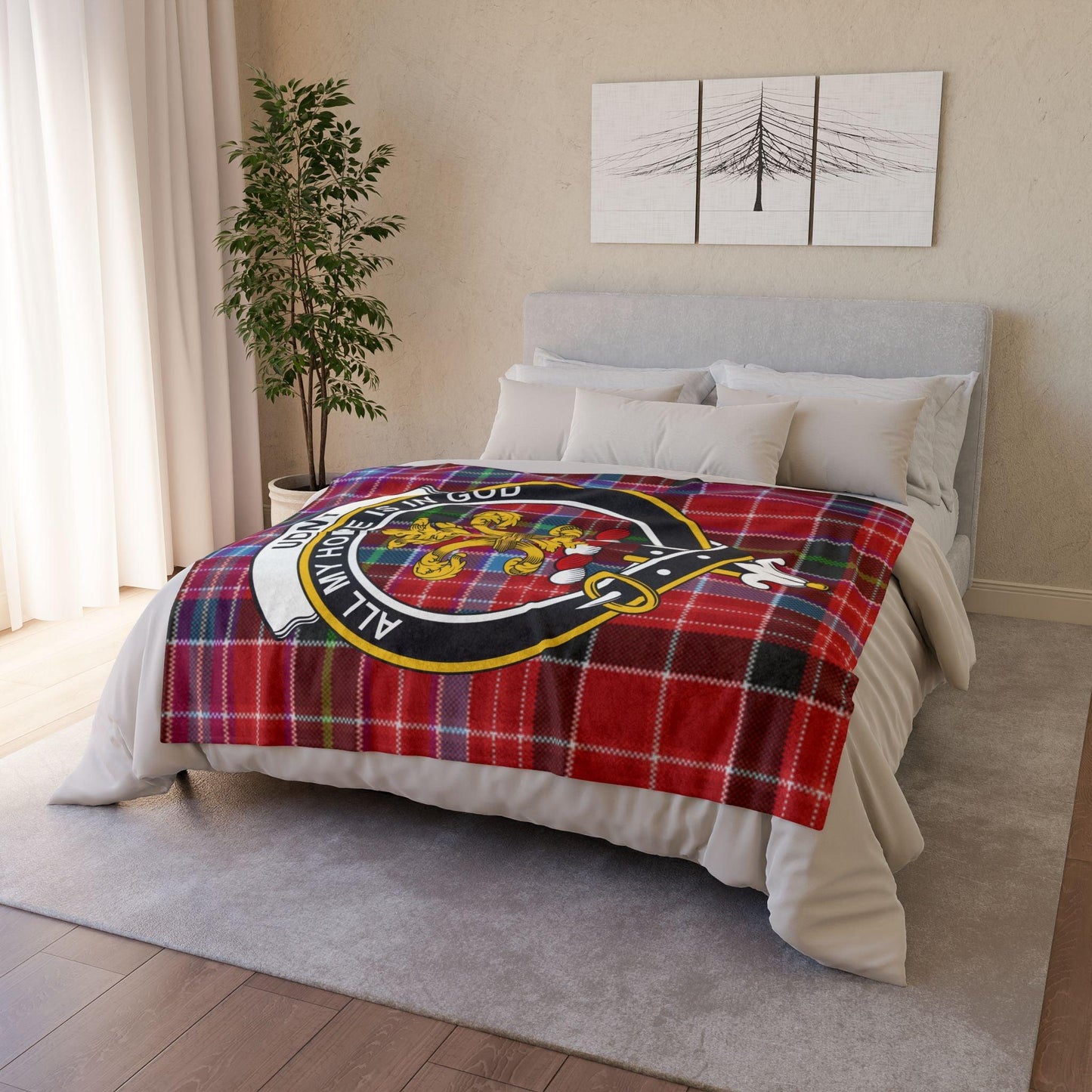 Udny Clan Tartan Blanket – Scottish Crest Throw