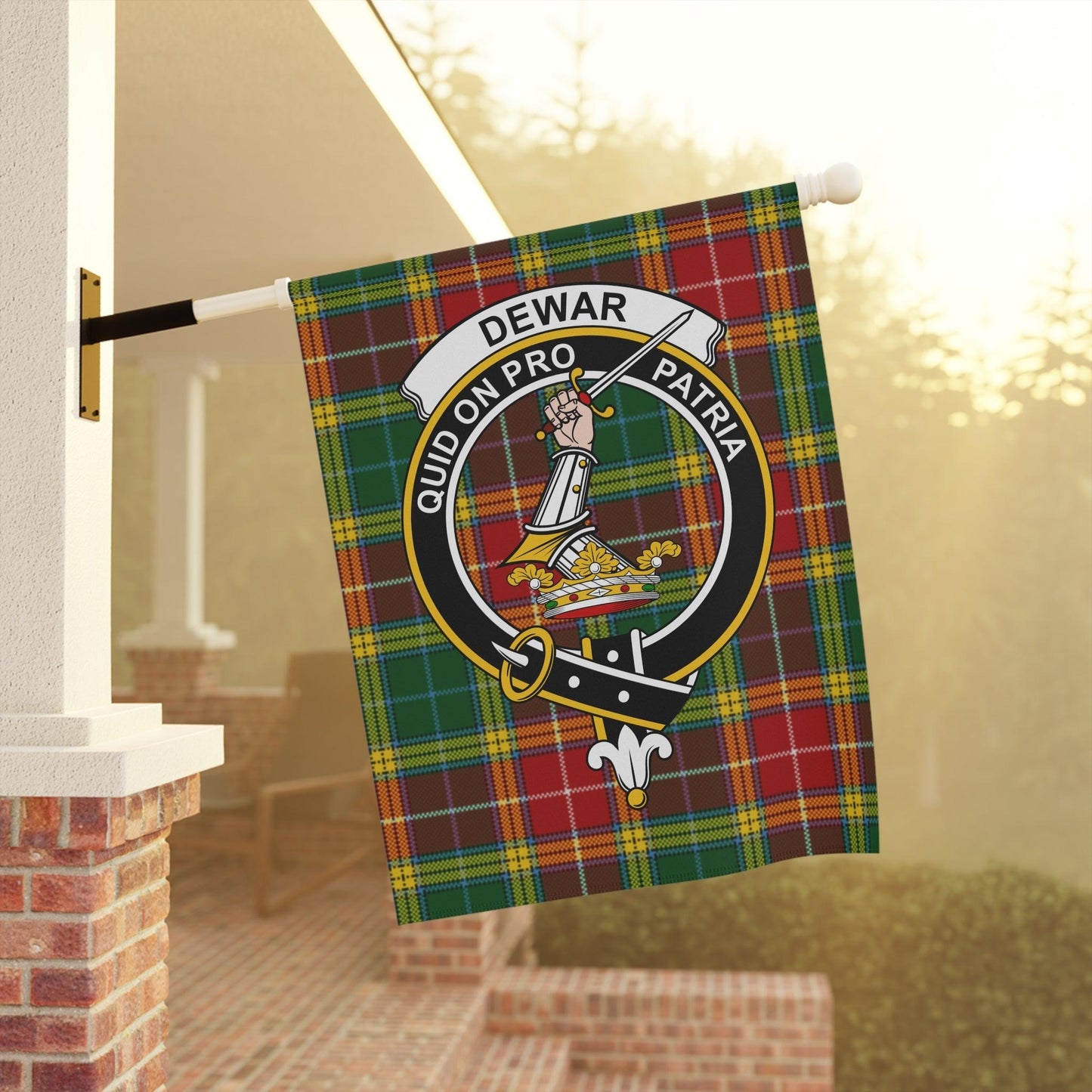 Dewar Clan Scottish Tartan Garden Flag - Celtic Ancestry Gifts