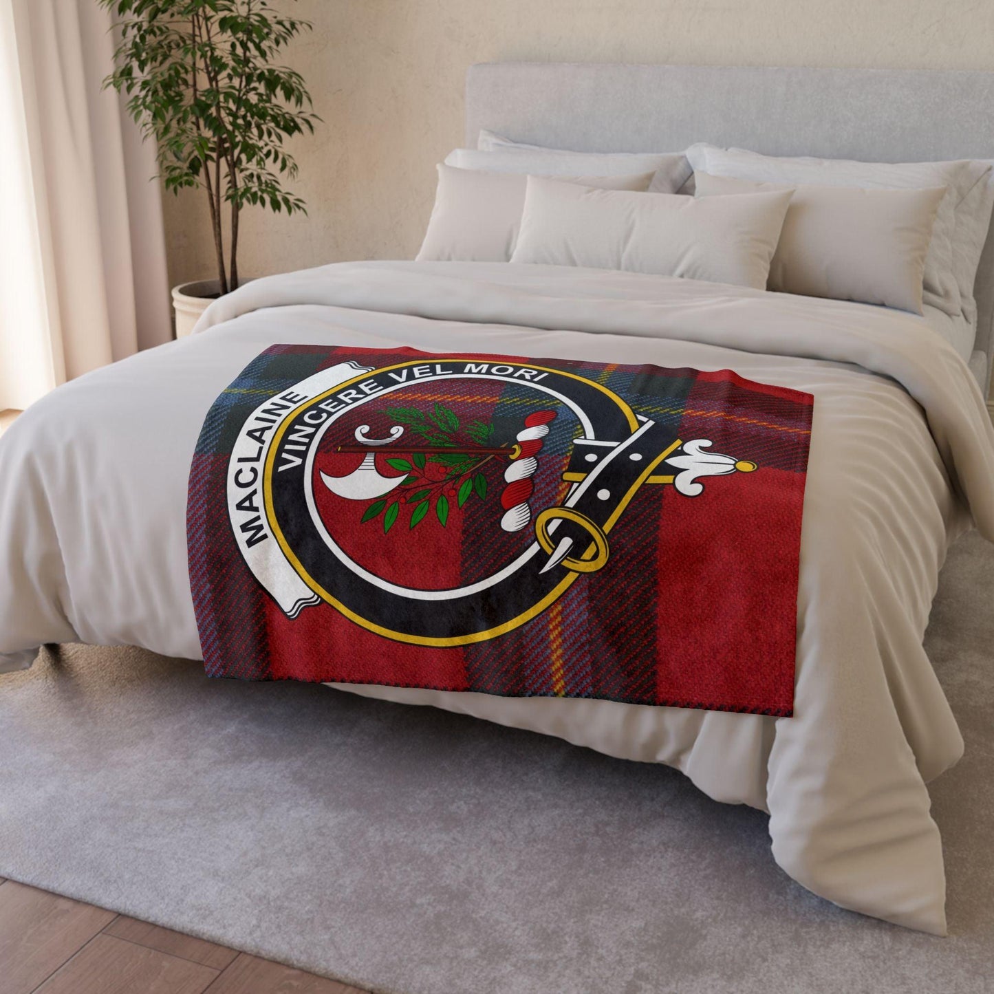MacLaine Clan Tartan Blanket – Scottish Crest Throw, Soft & Cozy