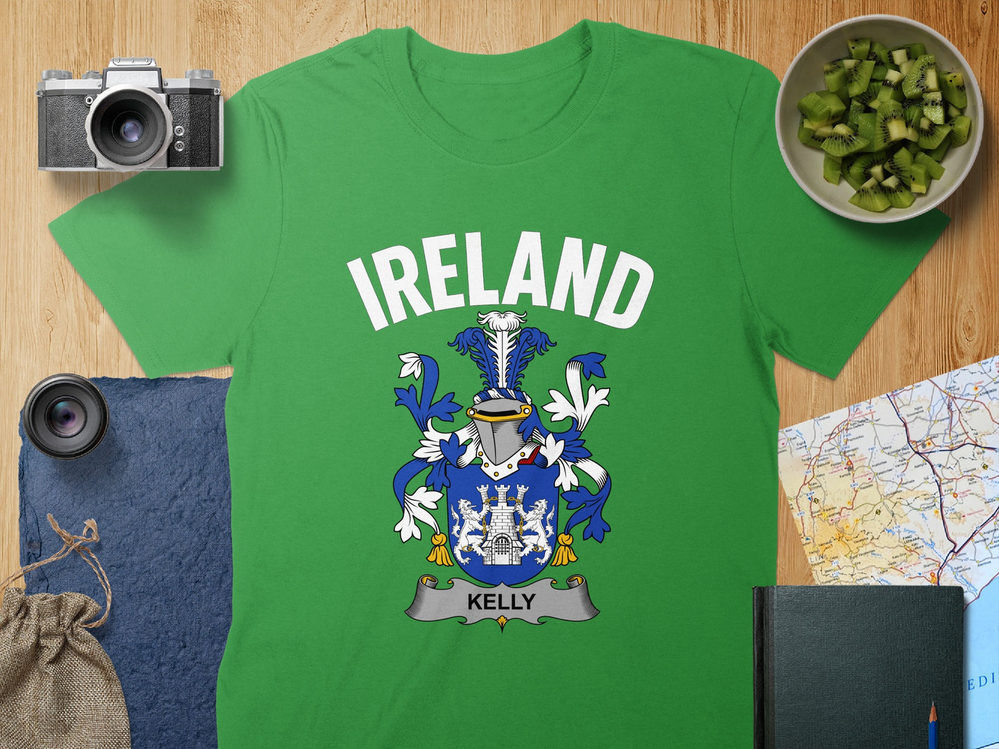 Ireland Kelly Coat of Arms Themed Green T-shirt