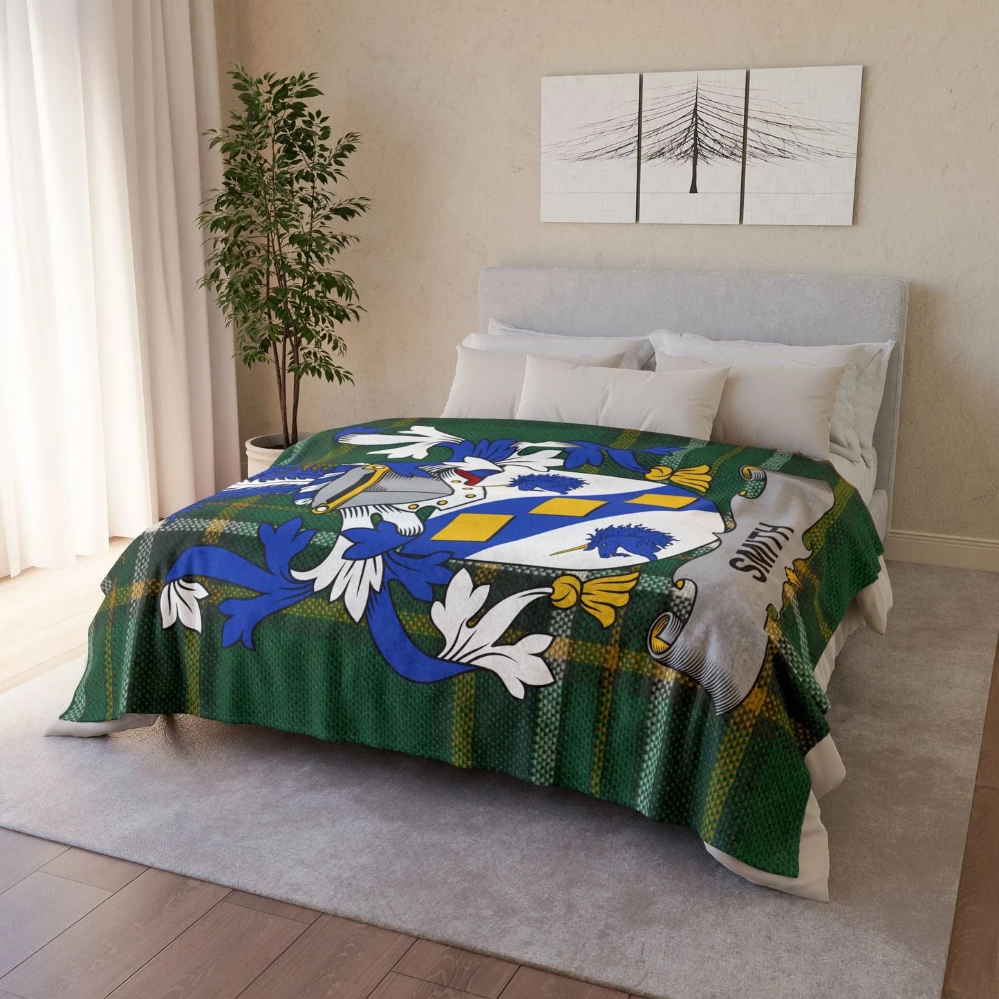 Smith Surname Irish Coat Of Arms Tartan Blanket