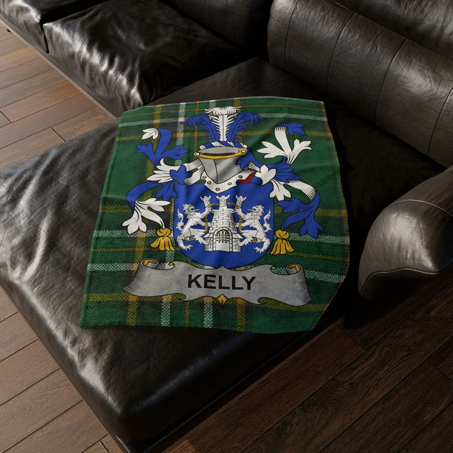 Kelly Surname Irish Coat Of Arms Tartan Blanket