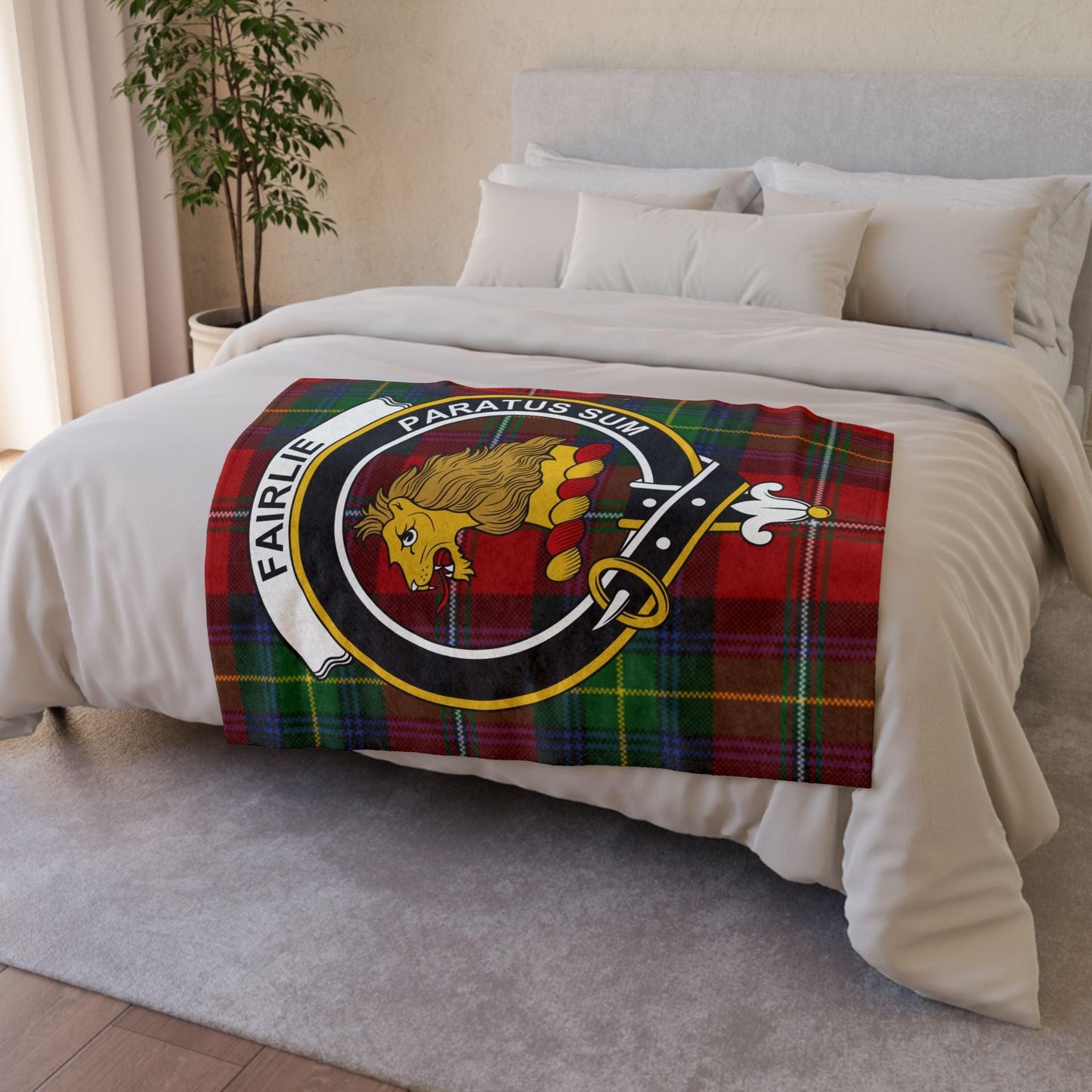 Fairlie Clan Tartan Blanket – Scottish Crest Throw - Celtic Ancestry Gifts