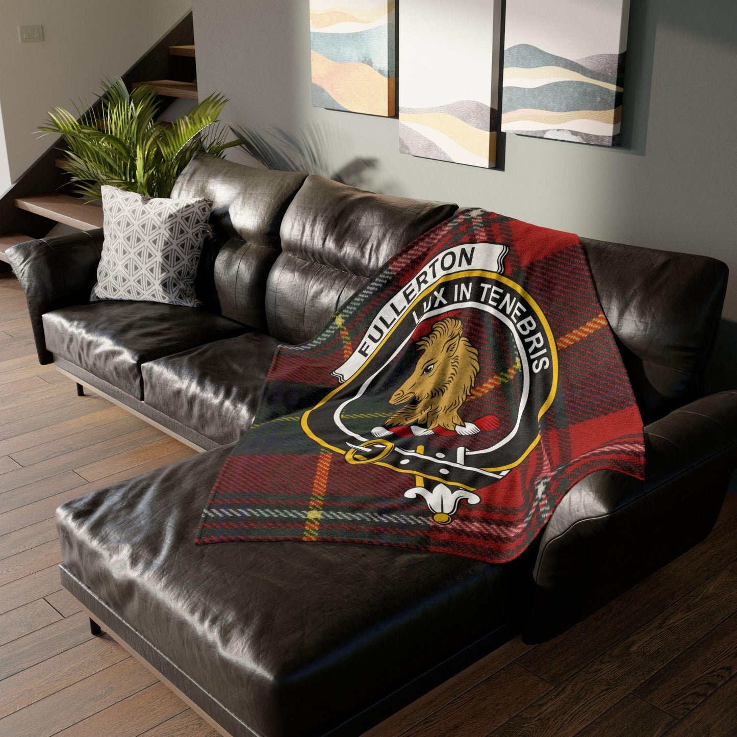 Fullerton Clan Tartan Blanket – Scottish Crest Throw
