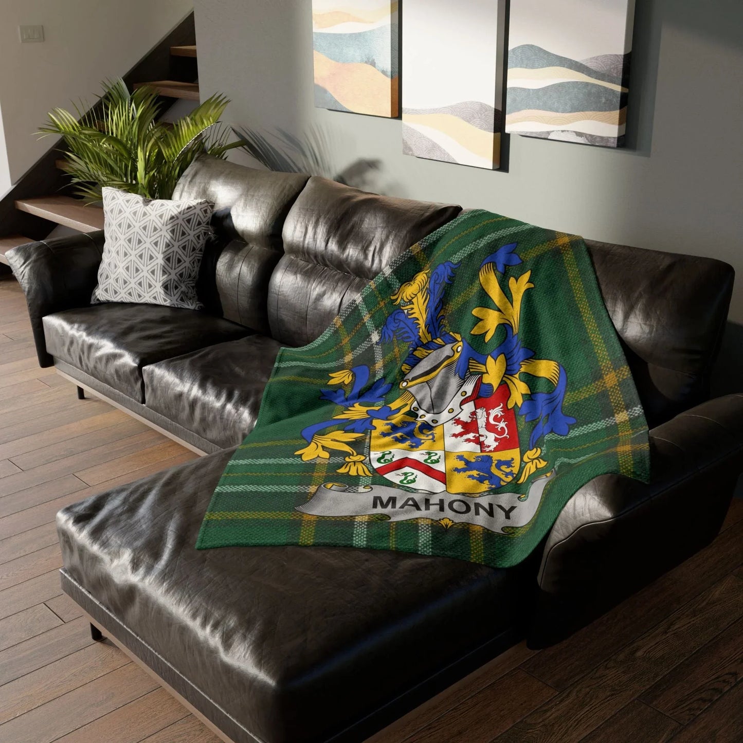 Mahony Surname Irish Coat Of Arms Tartan Blanket