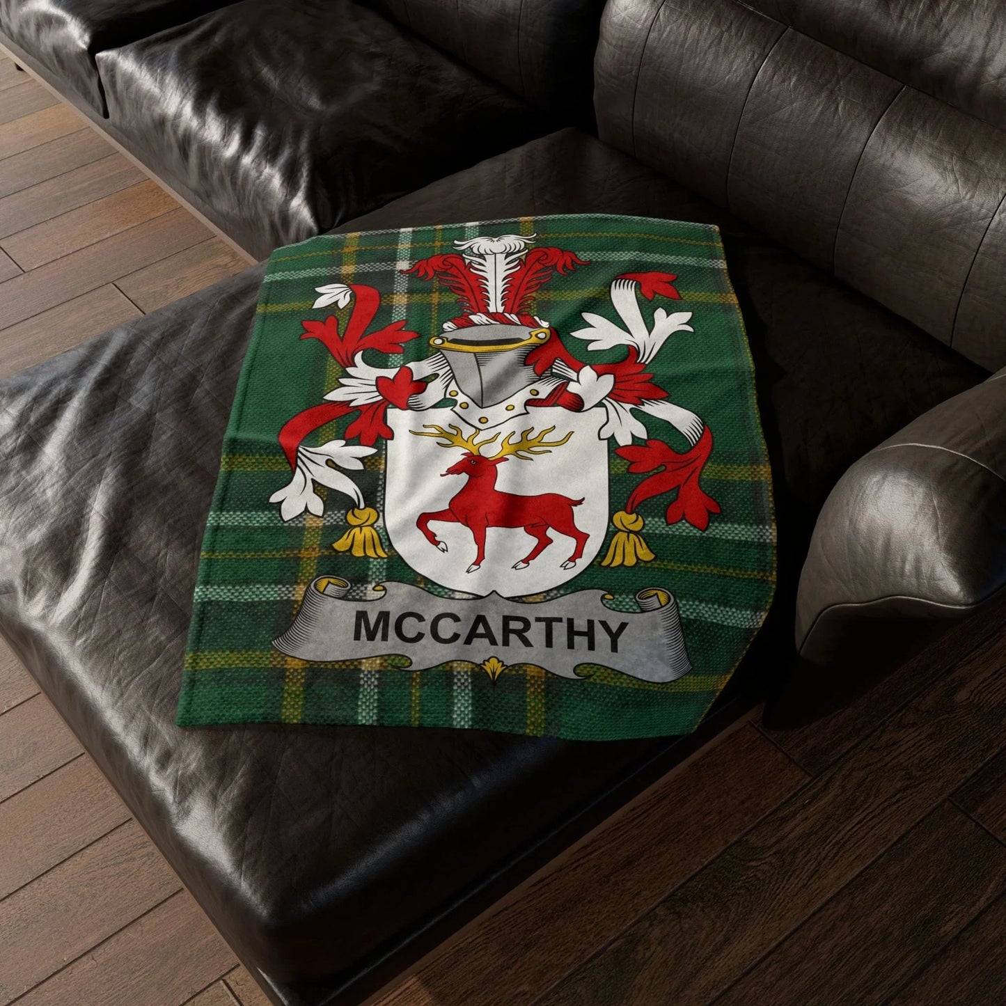 McCarthy Surname Irish Coat Of Arms Tartan Blanket