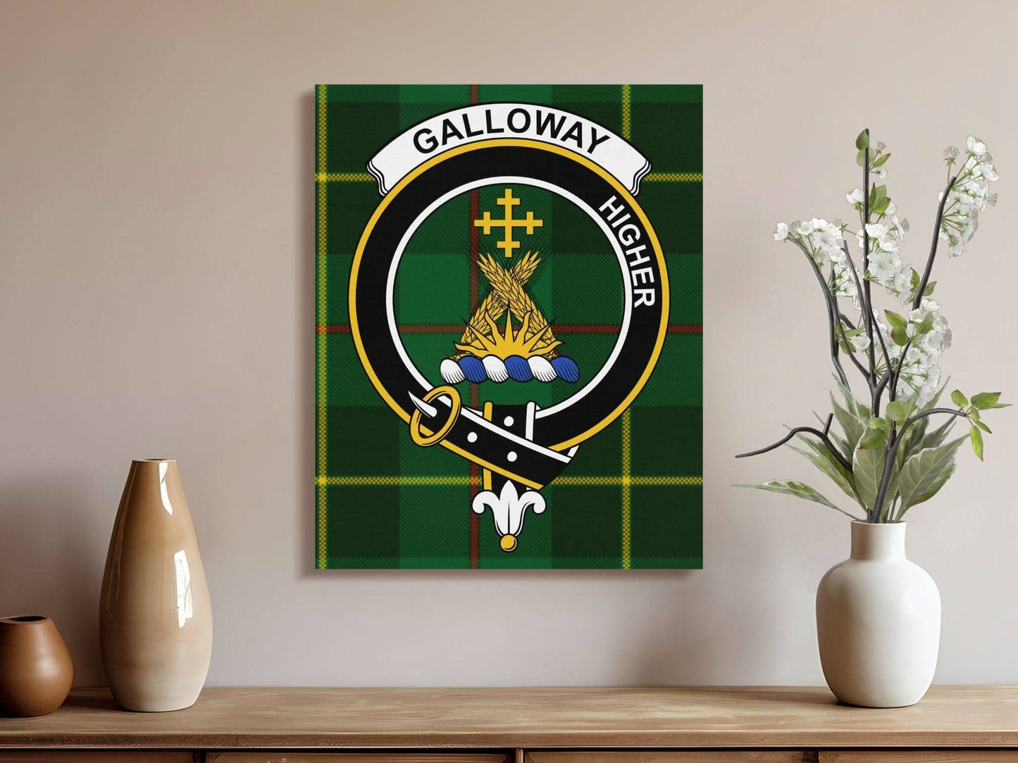 Galloway Scottish Tartan Crest Canvas - Celtic Ancestry Gifts