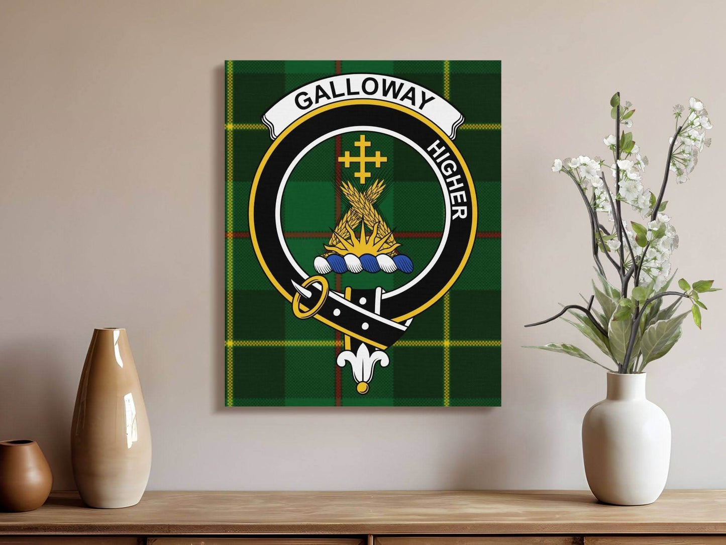 Galloway Scottish Tartan Crest Canvas - Celtic Ancestry Gifts