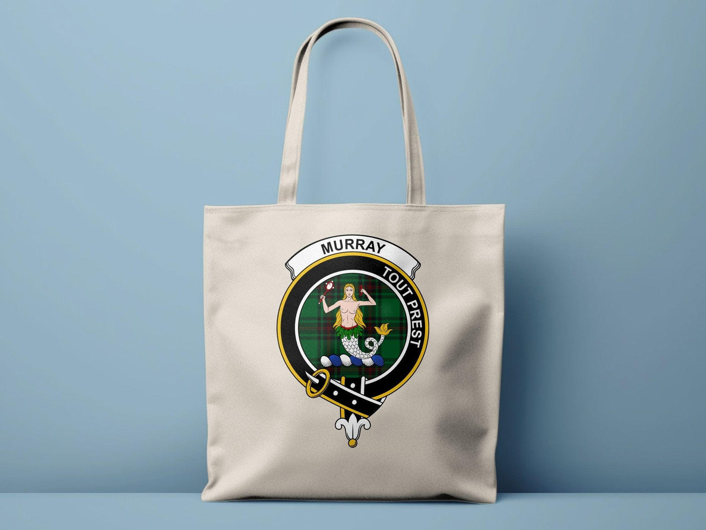 Murray Scottish Clan Crest Tartan Tote Bags - Celtic Ancestry Gifts