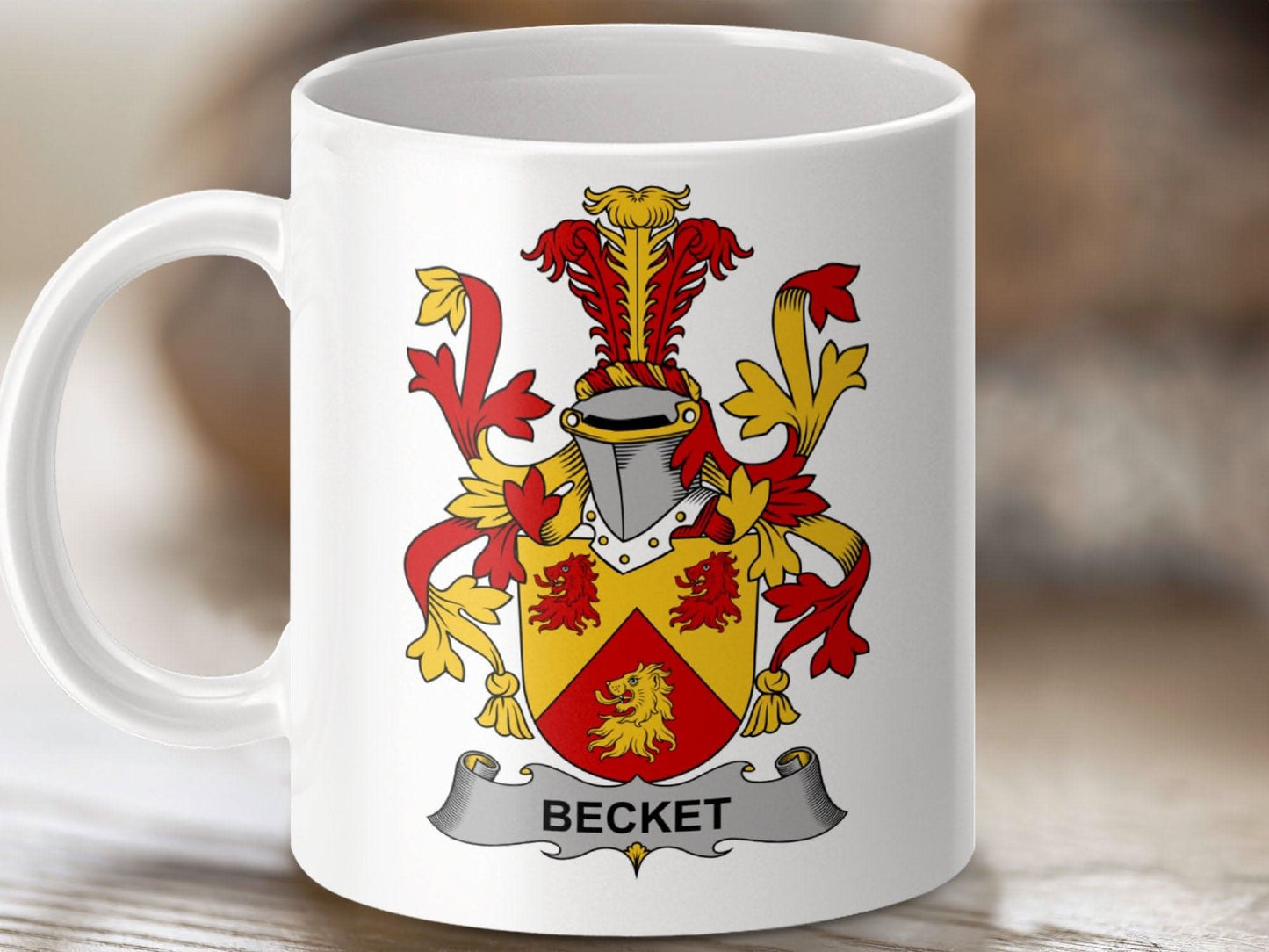 Becket Family Coat of Arms Crest Mug - Celtic Ancestry Gifts