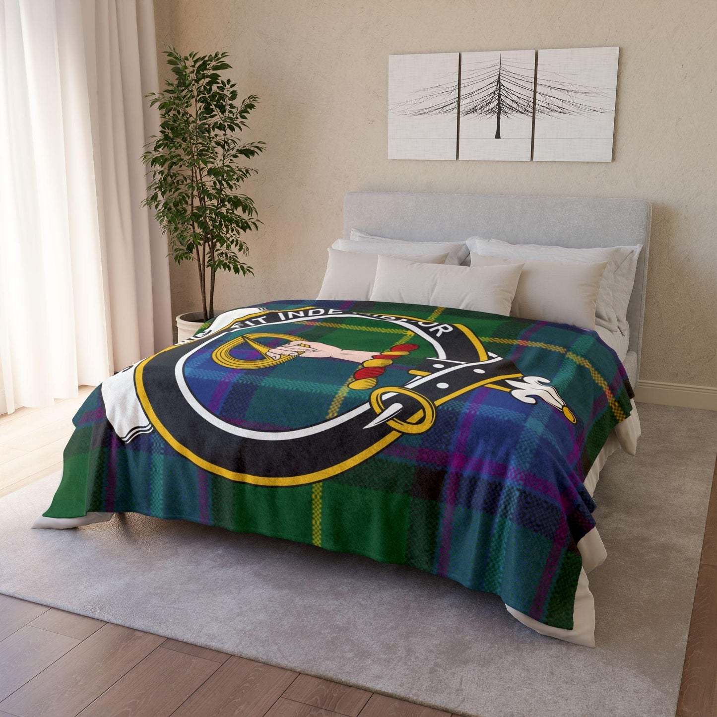 Skirving Clan Tartan Blanket – Scottish Crest Throw