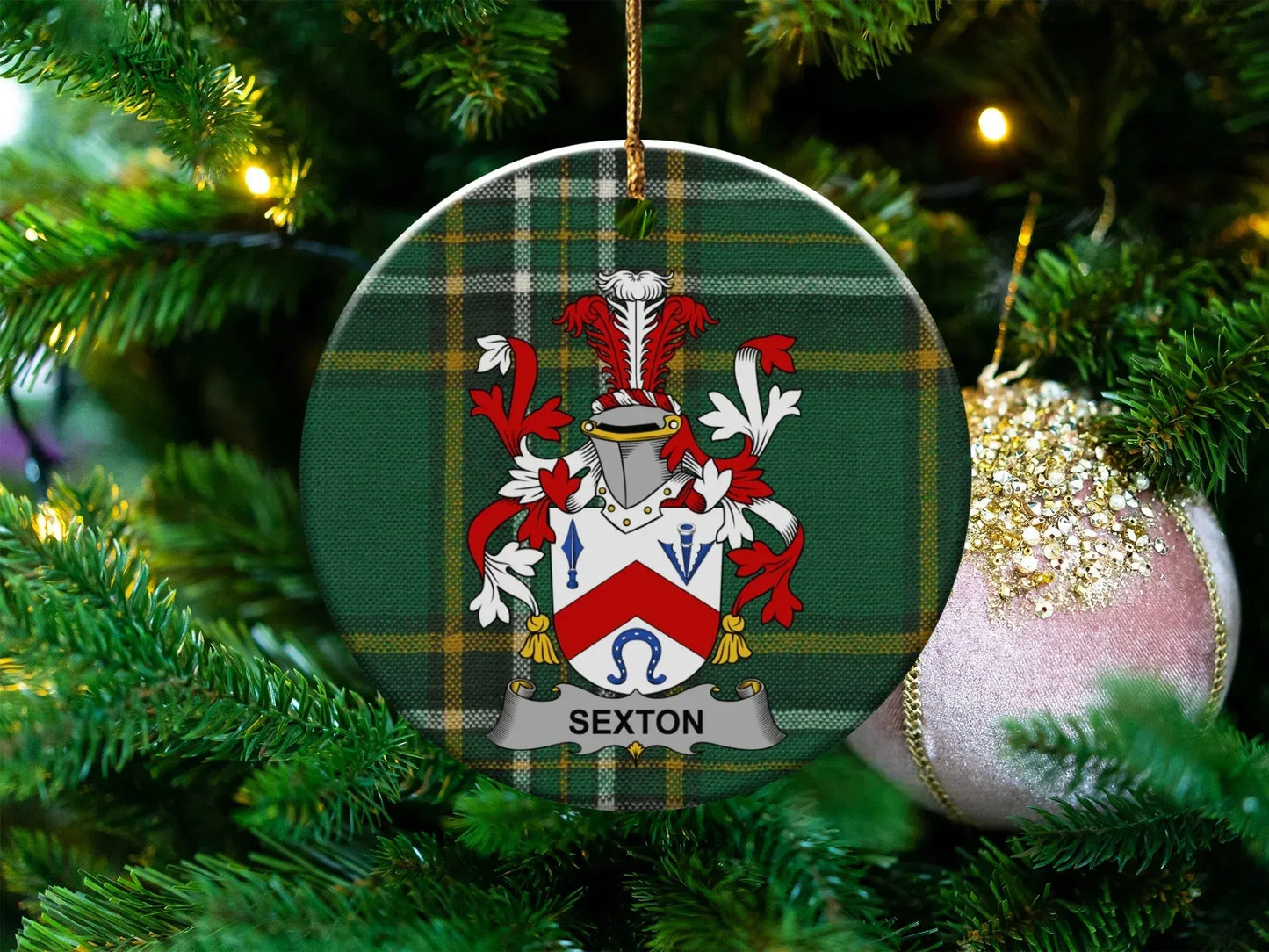 Scottish Tartan Family Crest Christmas Ornament product type
