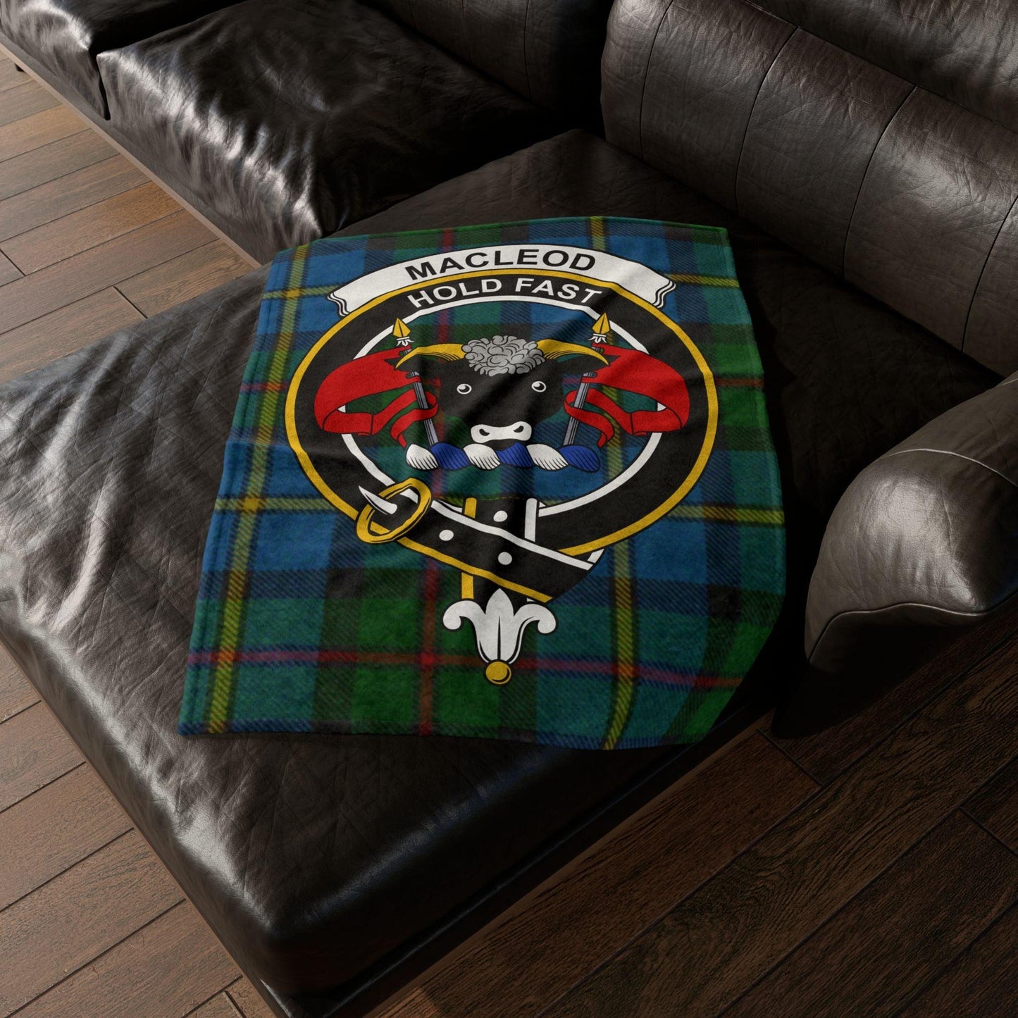 MacLeod Clan Tartan Blanket – Scottish Crest Throw, Soft & Cozy - Celtic Ancestry Gifts