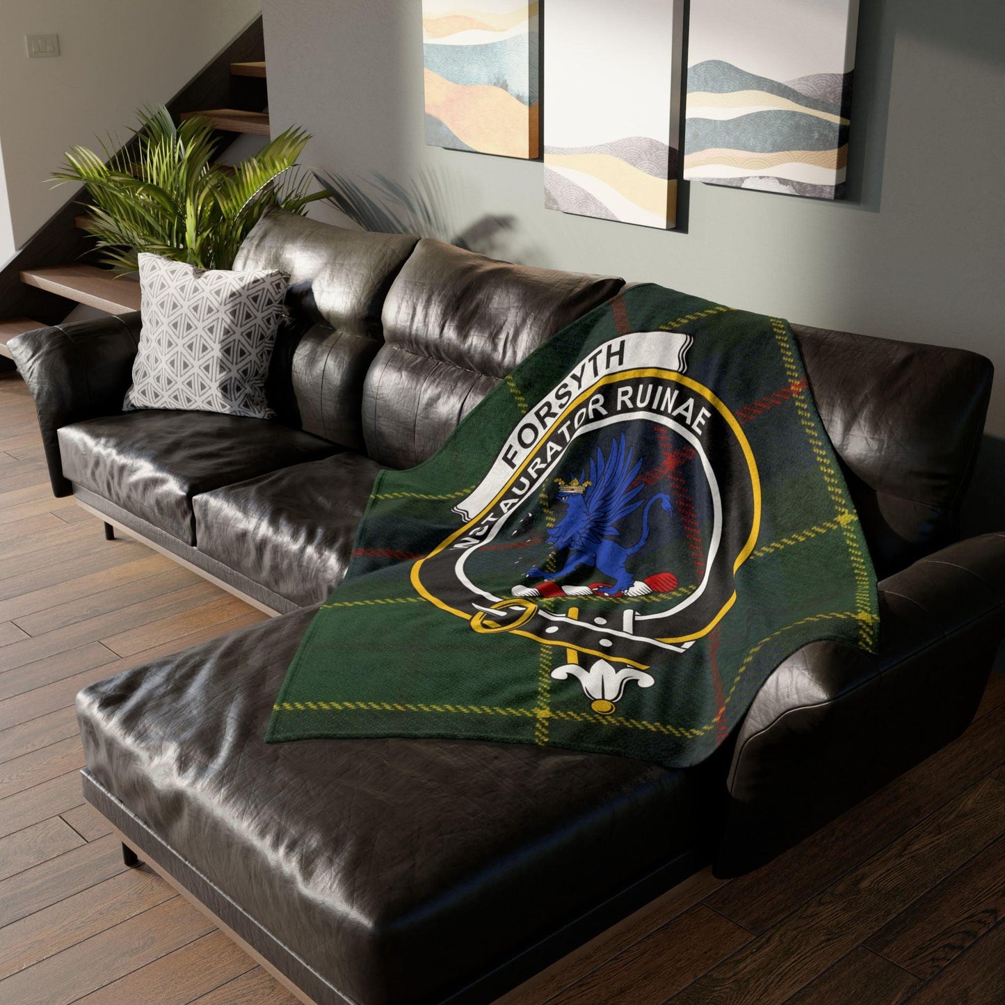 Forsyth Clan Tartan Blanket – Scottish Crest Throw