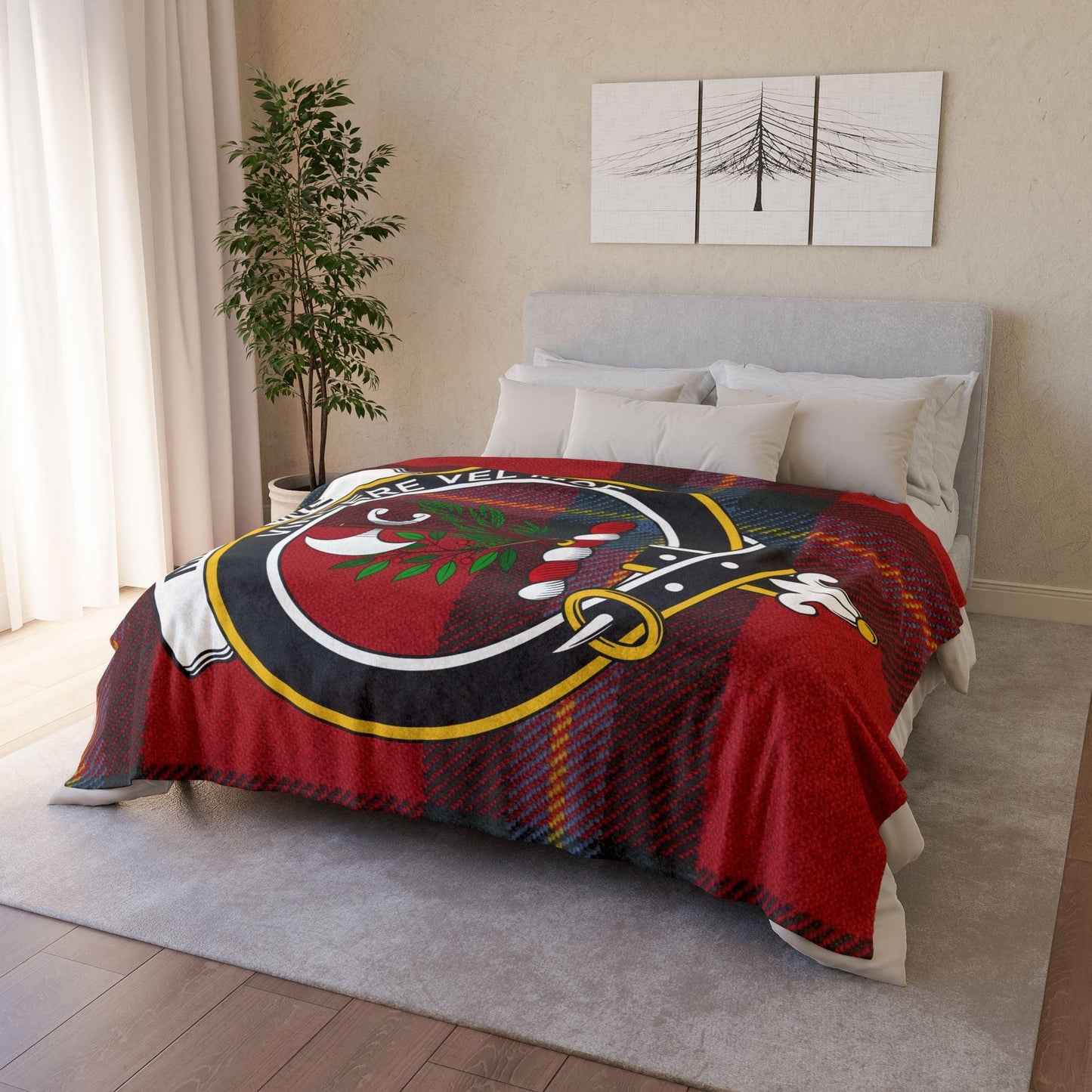 MacLaine Clan Tartan Blanket – Scottish Crest Throw, Soft & Cozy