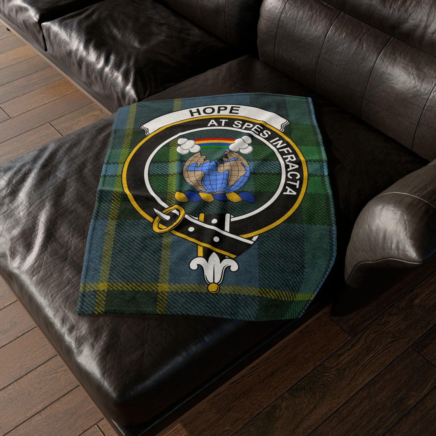 Hope Clan Tartan Blanket – Scottish Crest Throw, Soft & Cozy