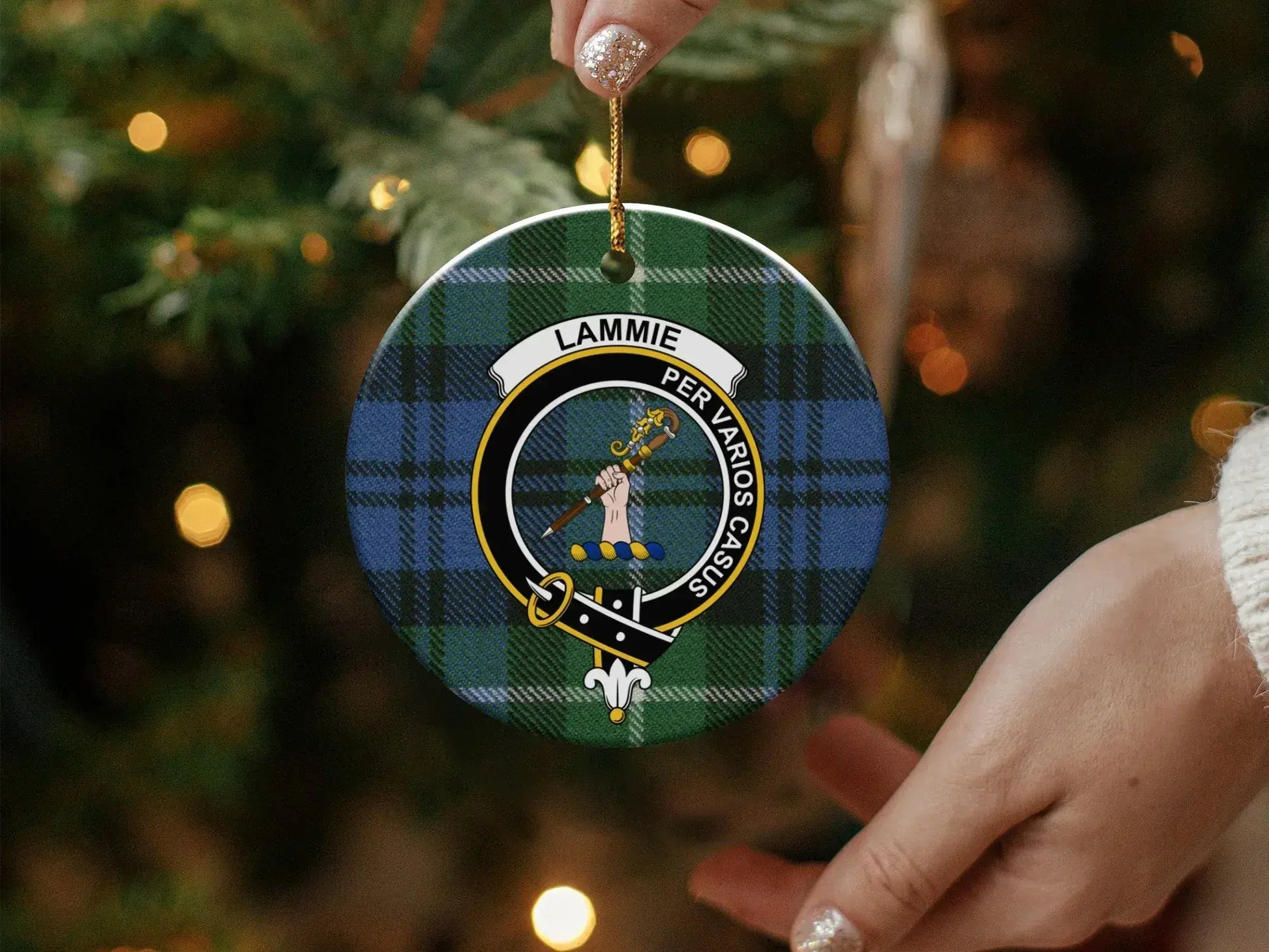 Lamme Crest Tartan Design Christmas Ornament product