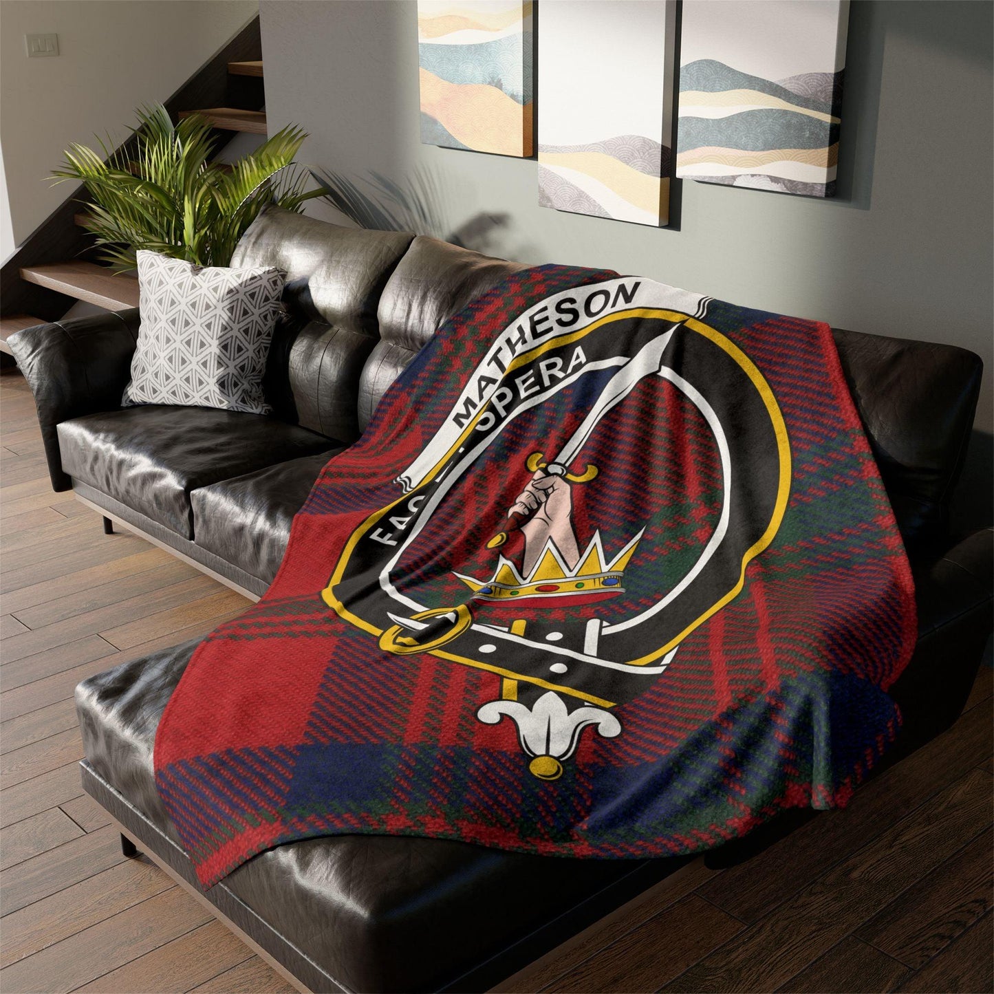 Matheson Clan Tartan Blanket – Scottish Crest Throw, Soft & Cozy