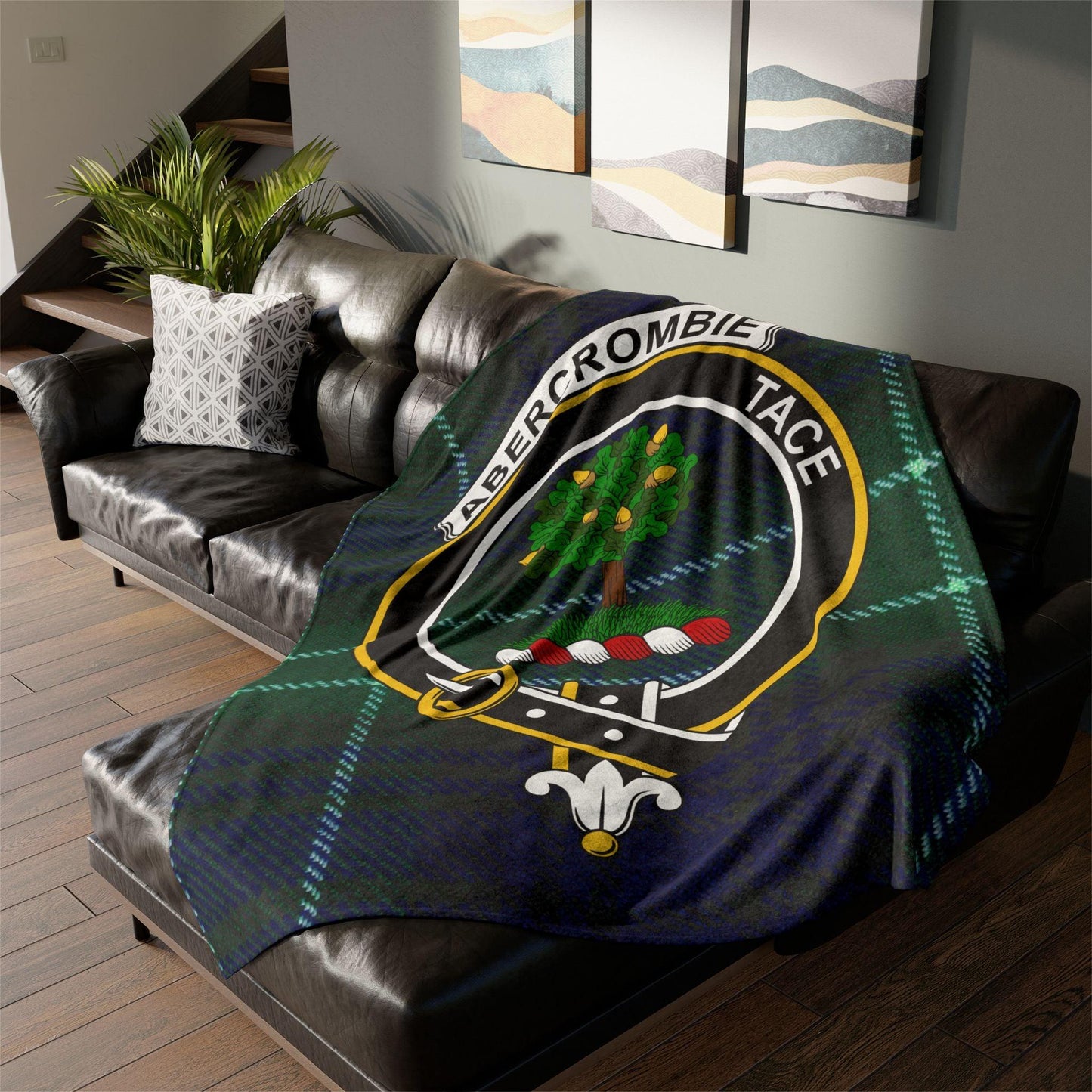 Abercrombie Clan Crest Scottish Tartan Blanket - Celtic Ancestry Gifts