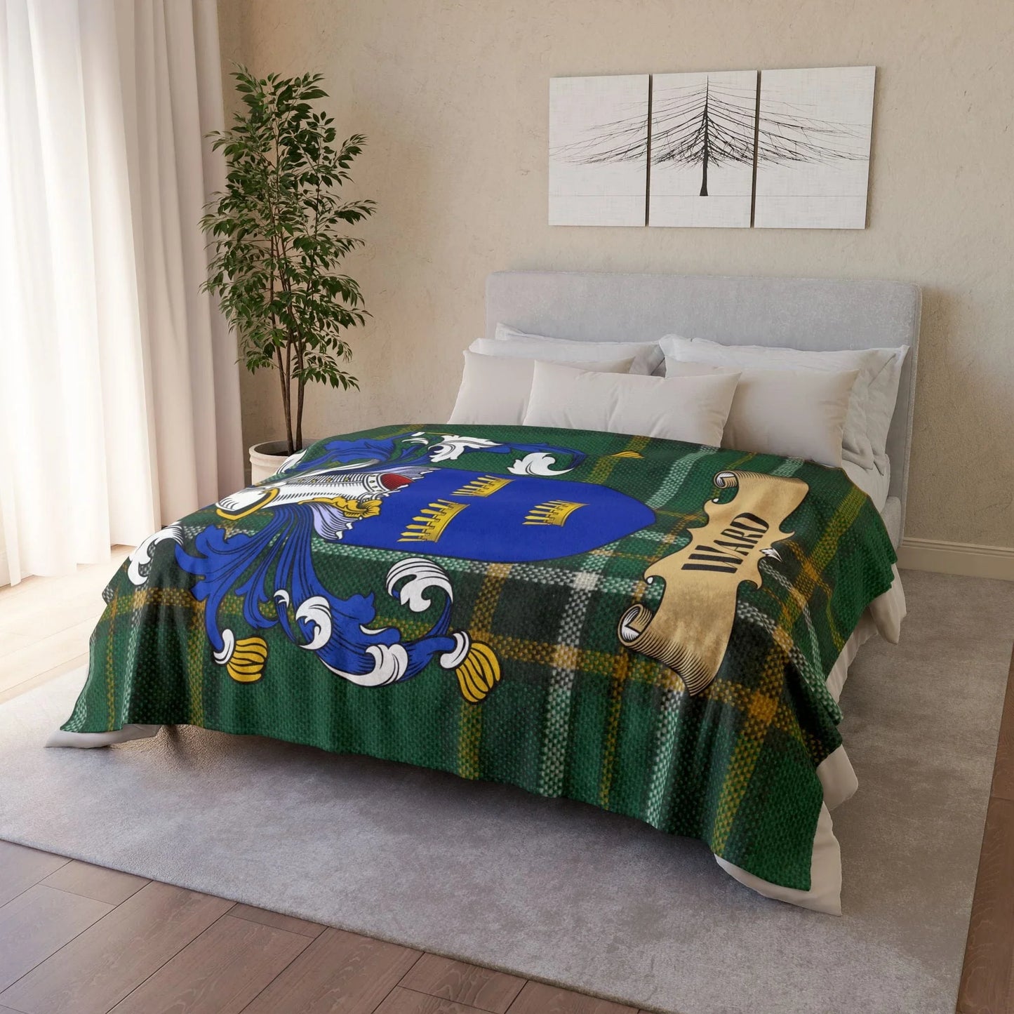 Ward Surname Irish Coat Of Arms Tartan Blanket