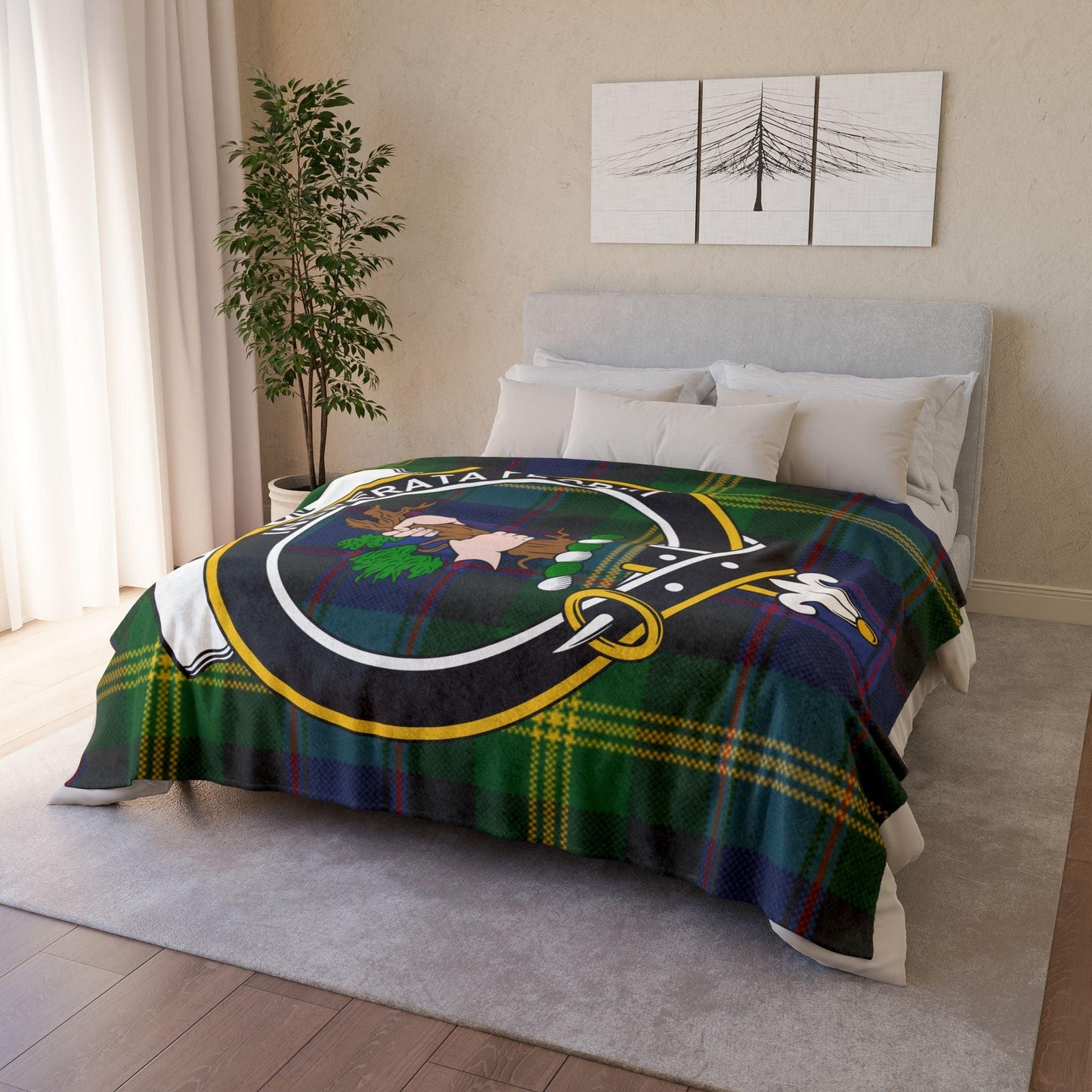 Watson Clan Tartan Blanket – Scottish Crest Throw - Celtic Ancestry Gifts