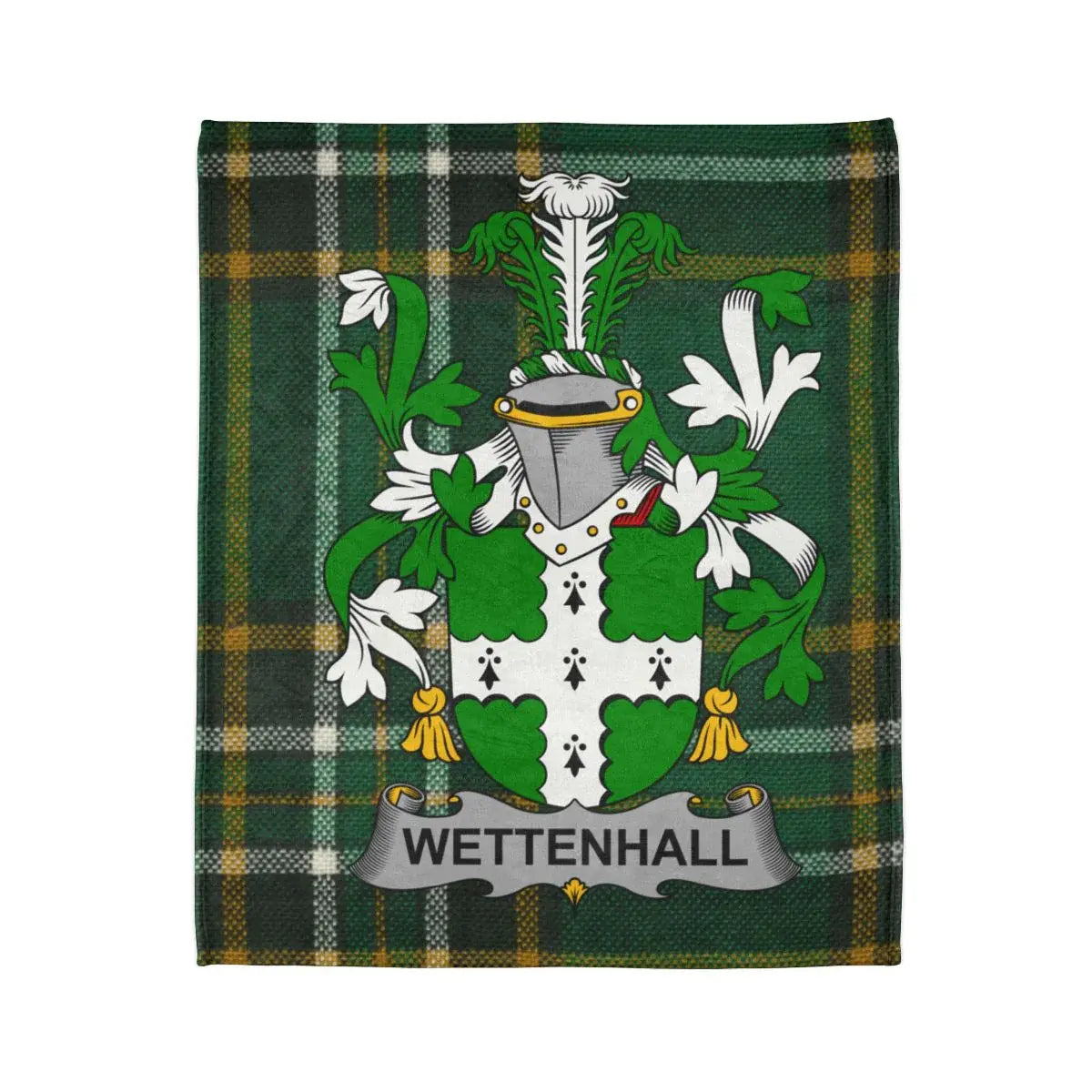 Wettenhall Family Crest Green Tartan Blanket product