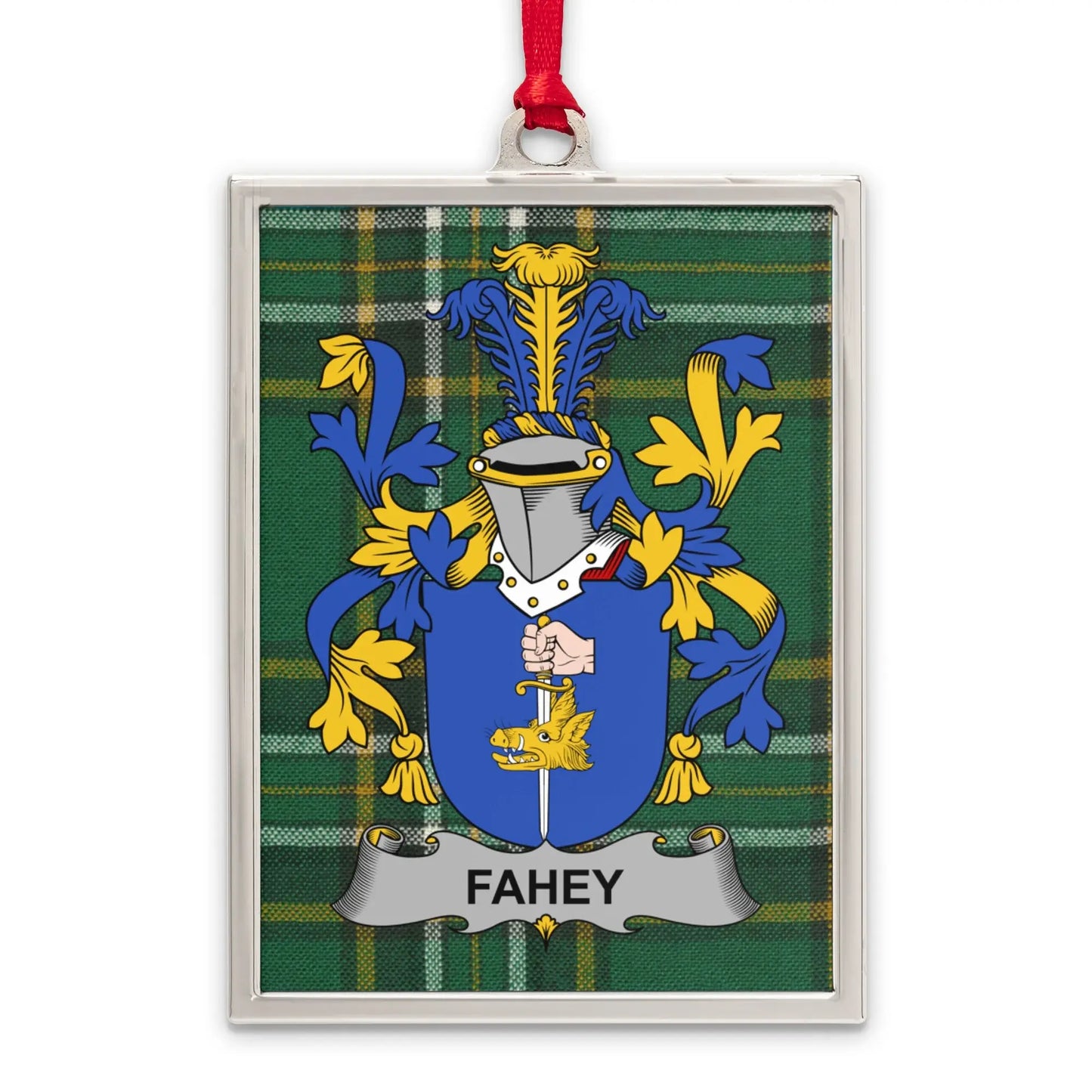 Fahey Family Crest Plaid Pattern Rectangular Ornament product