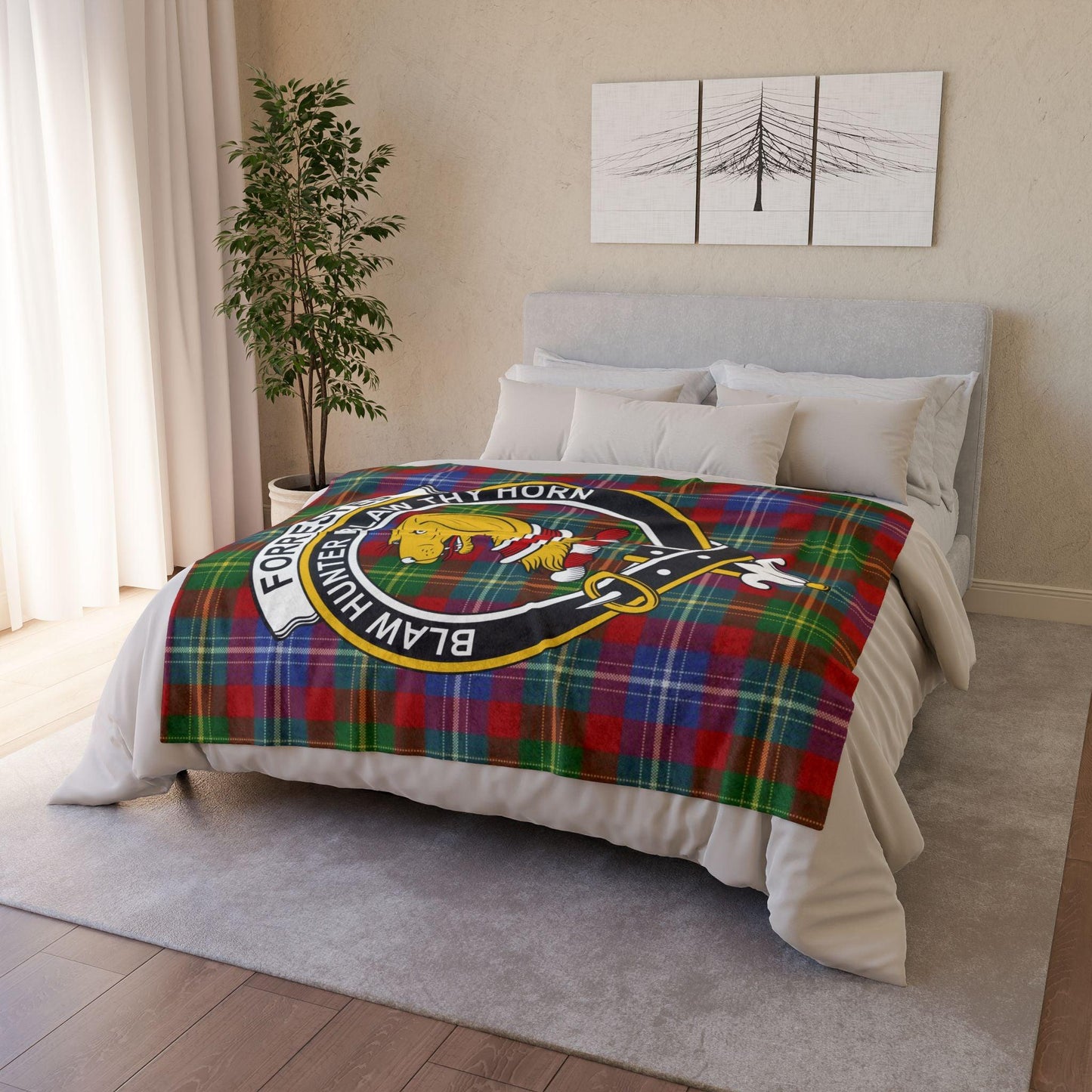 Forrester Clan Tartan Blanket – Scottish Crest Throw