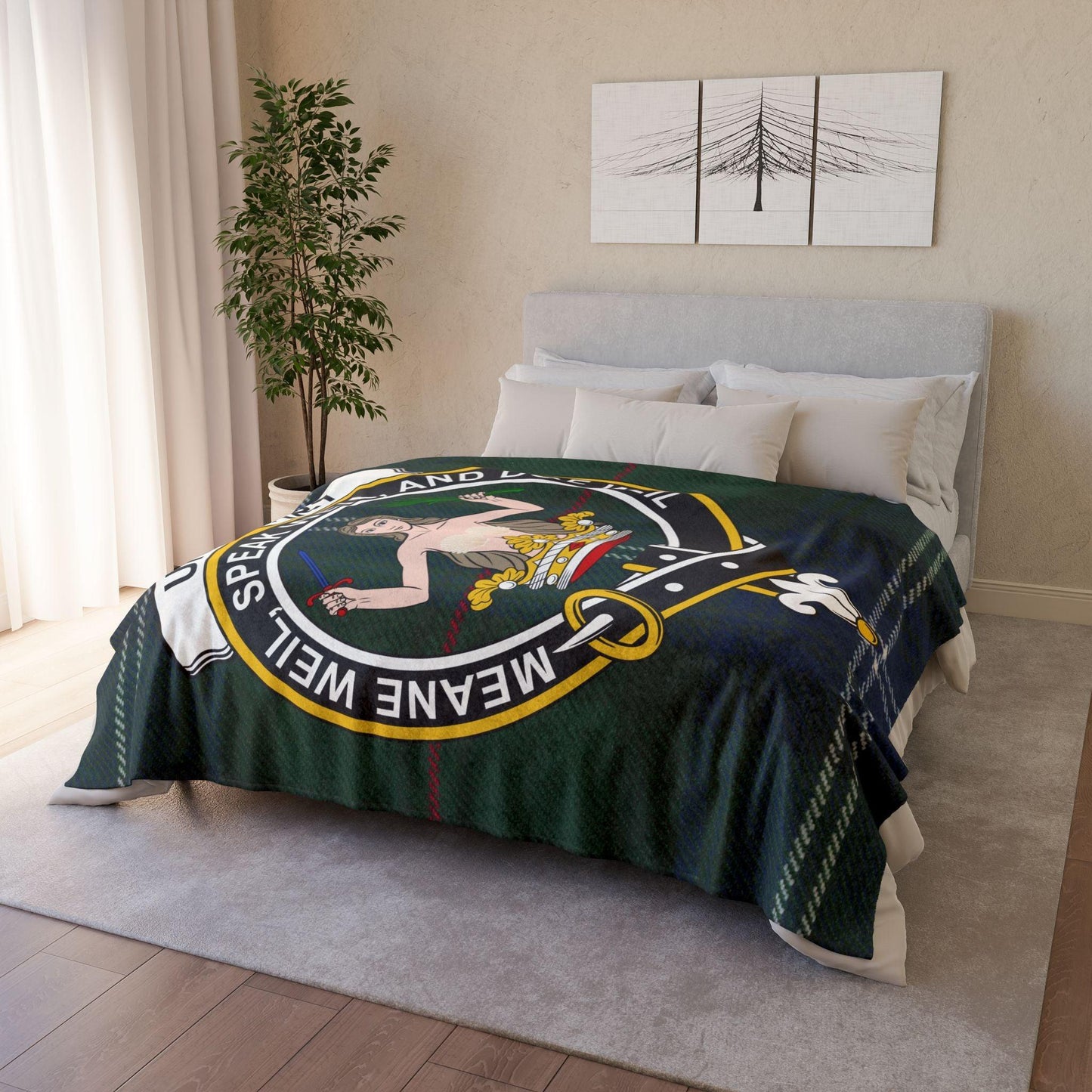 urquhart Clan Tartan Blanket – Scottish Crest Throw