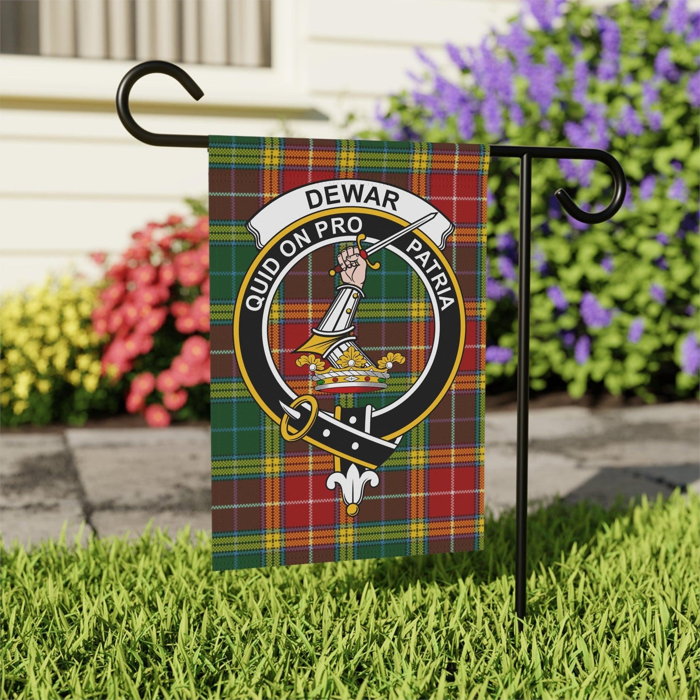 Dewar Clan Scottish Tartan Garden Flag - Celtic Ancestry Gifts