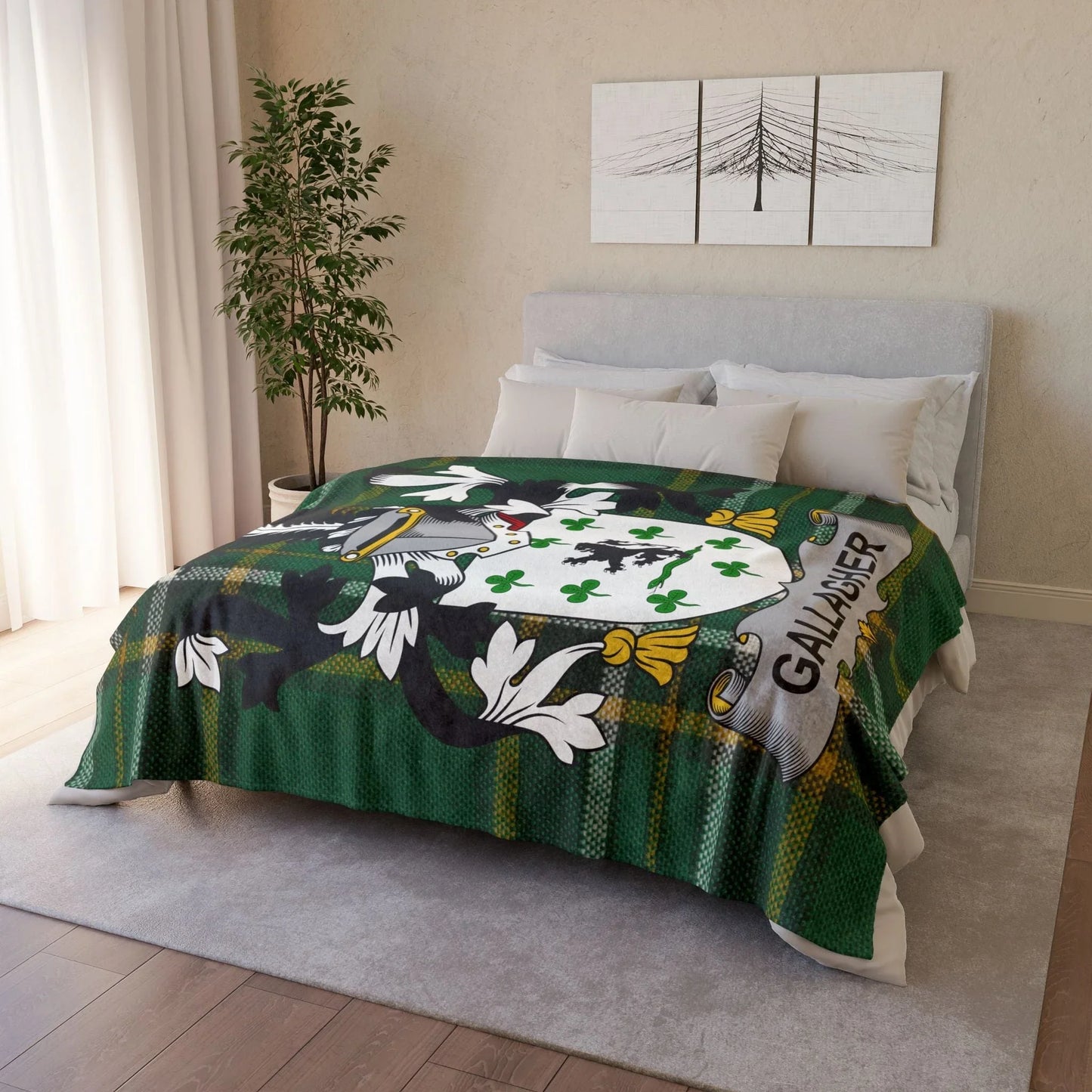Gallagher Surname Irish Coat Of Arms Tartan Blanket