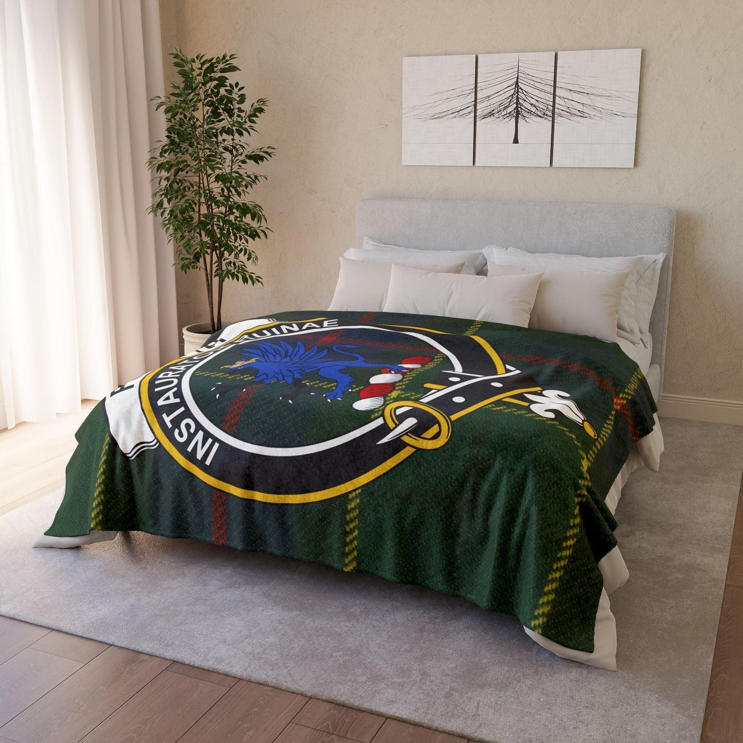 Forsyth Clan Tartan Blanket – Scottish Crest Throw