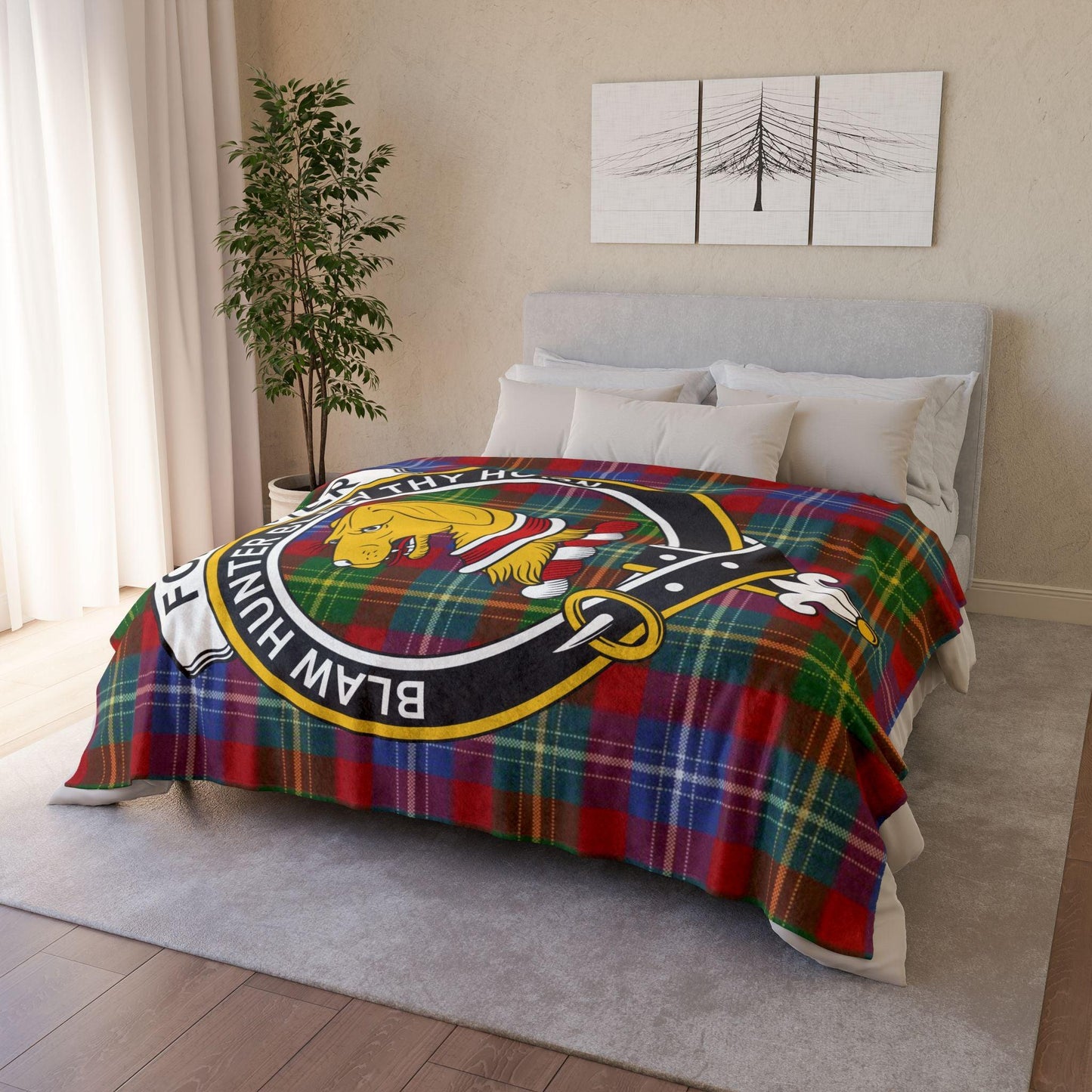 Forrester Clan Tartan Blanket – Scottish Crest Throw