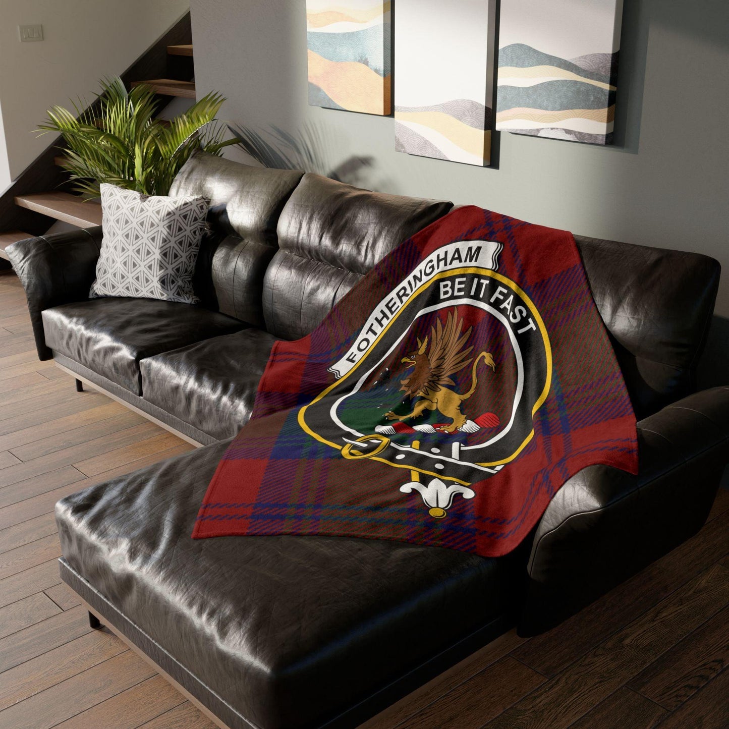 Fotheringham Clan Tartan Blanket – Scottish Crest Throw