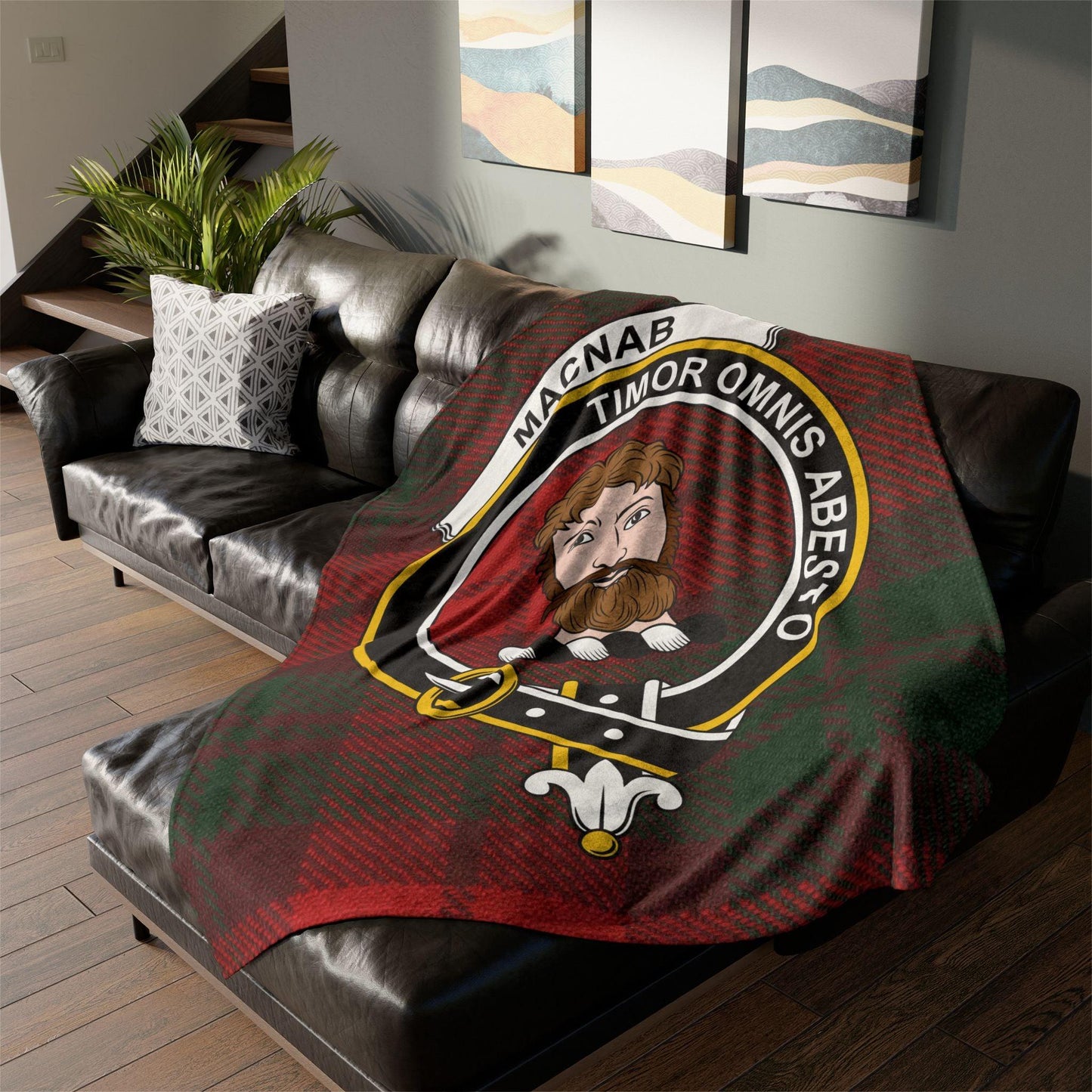 MacNab Clan Tartan Blanket – Scottish Crest Throw, Soft & Cozy