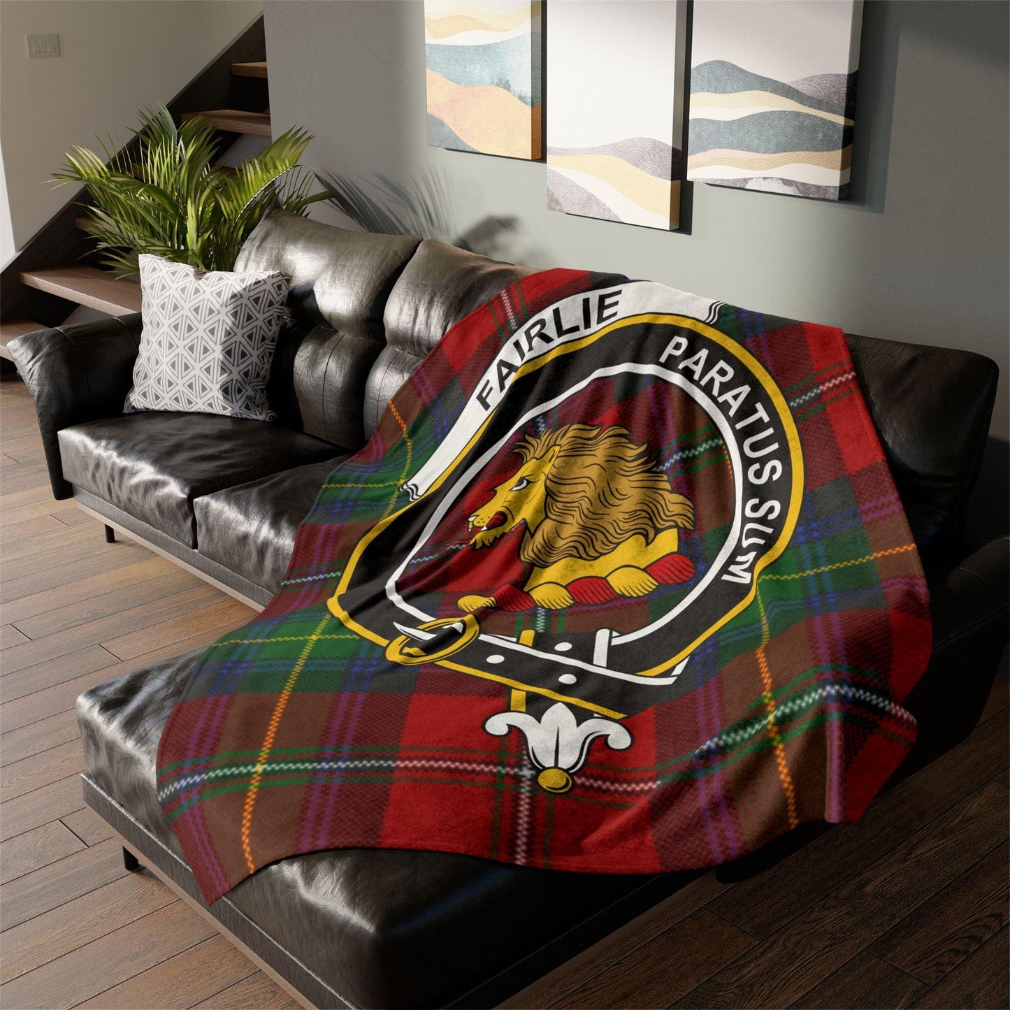 Fairlie Clan Tartan Blanket – Scottish Crest Throw - Celtic Ancestry Gifts