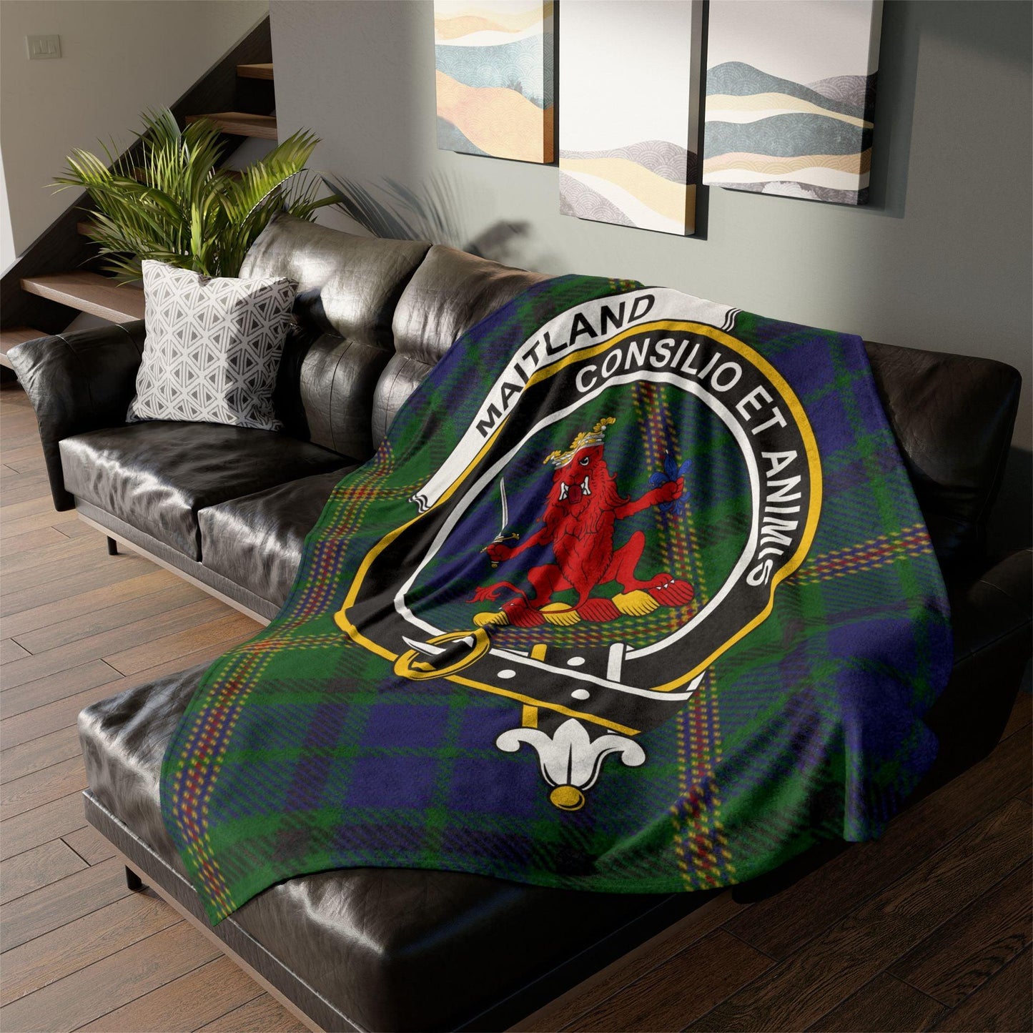 Maitland Clan Tartan Blanket – Scottish Crest Throw, Soft & Cozy