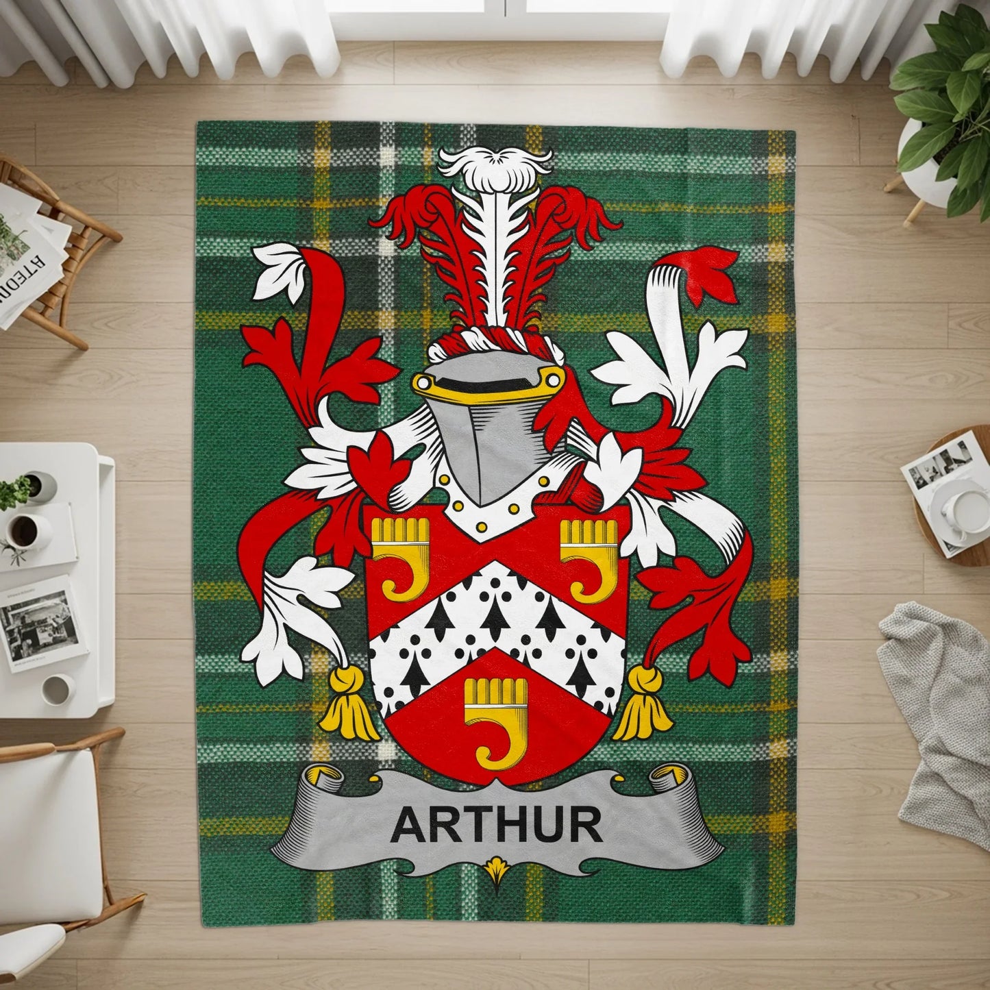 Arthur Family Crest Green Plaid Area Rug product type