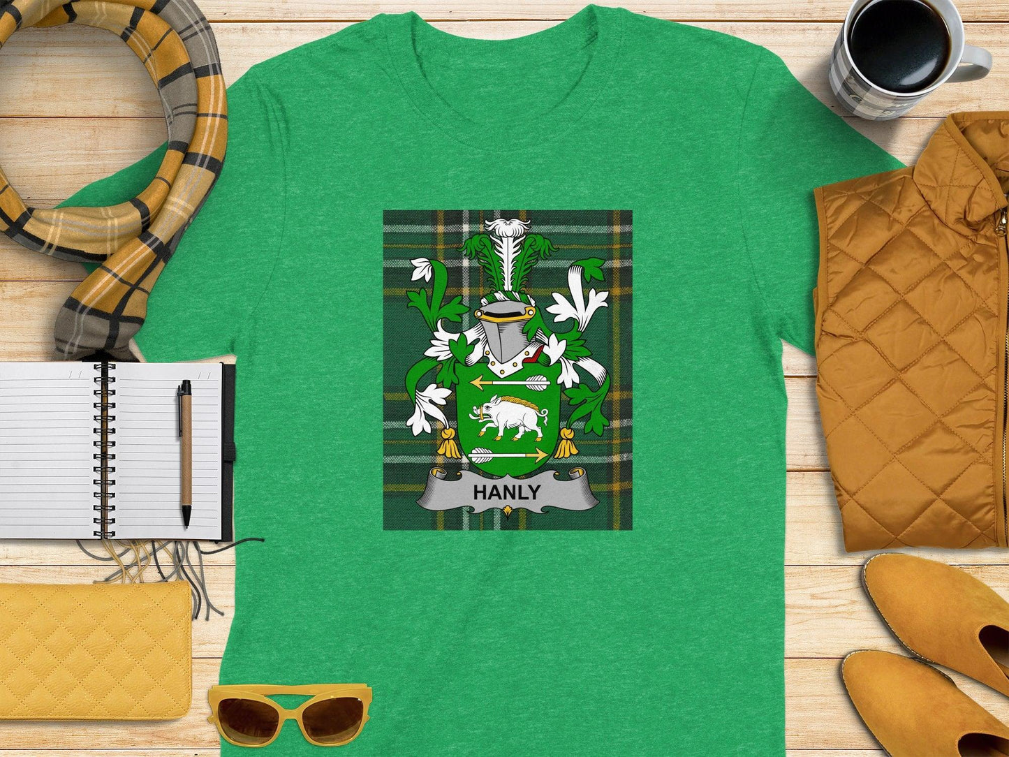 Hanly Family Crest Tartan T-Shirt - Celtic Ancestry Gifts