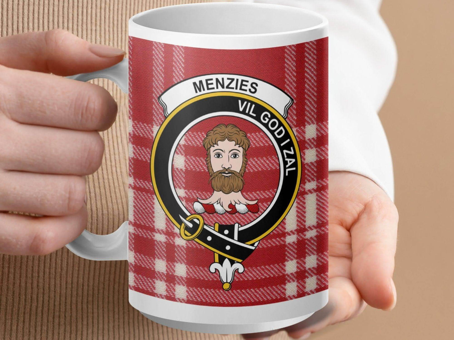 Menzies Vil God I Zal Red Tartan Design Mug product