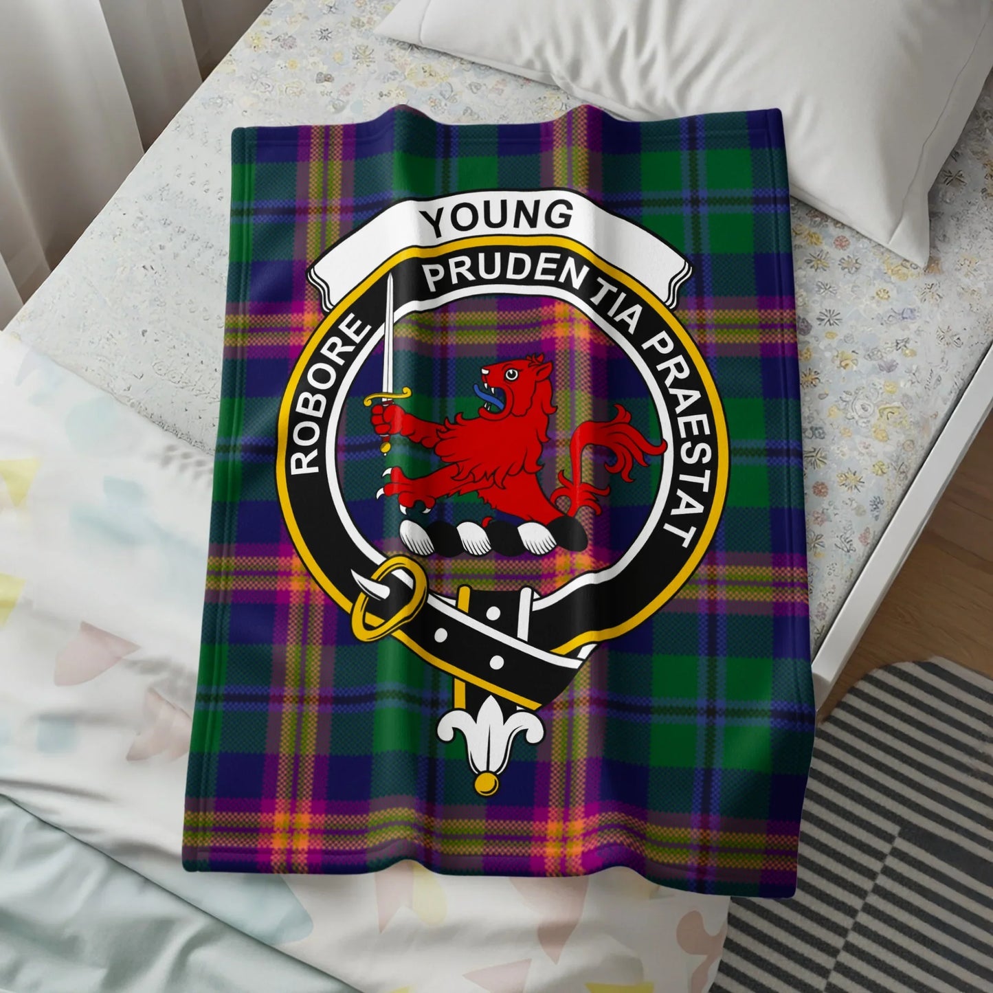 Prudentia Praestat Family Name Tartan Blanket product