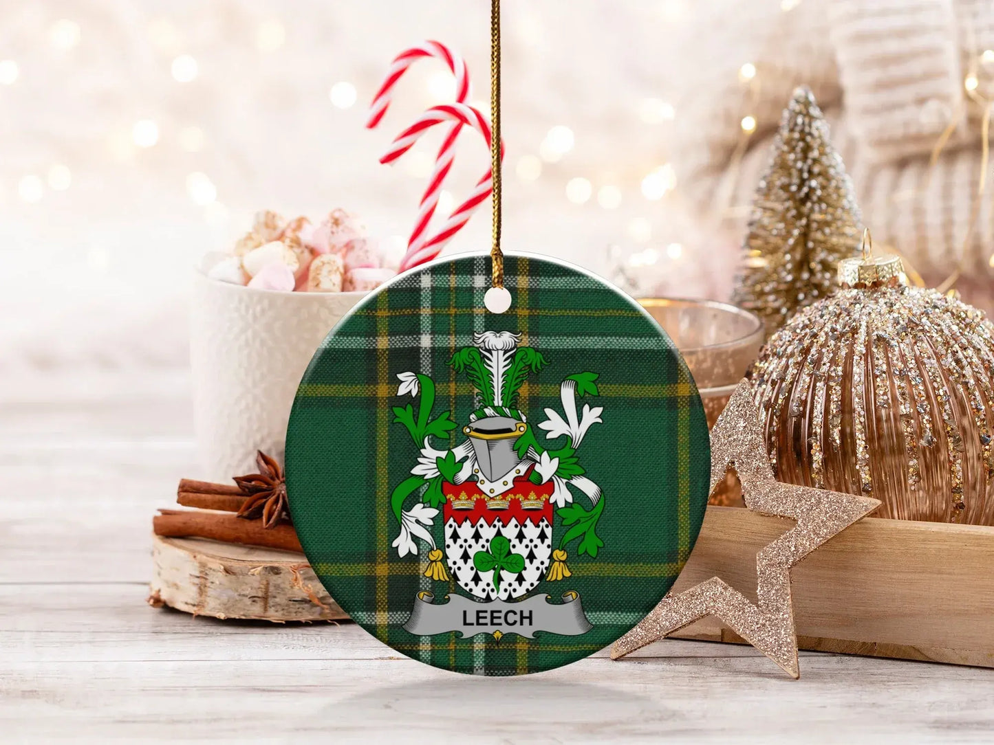Custom Family Crest Holiday Ornament product