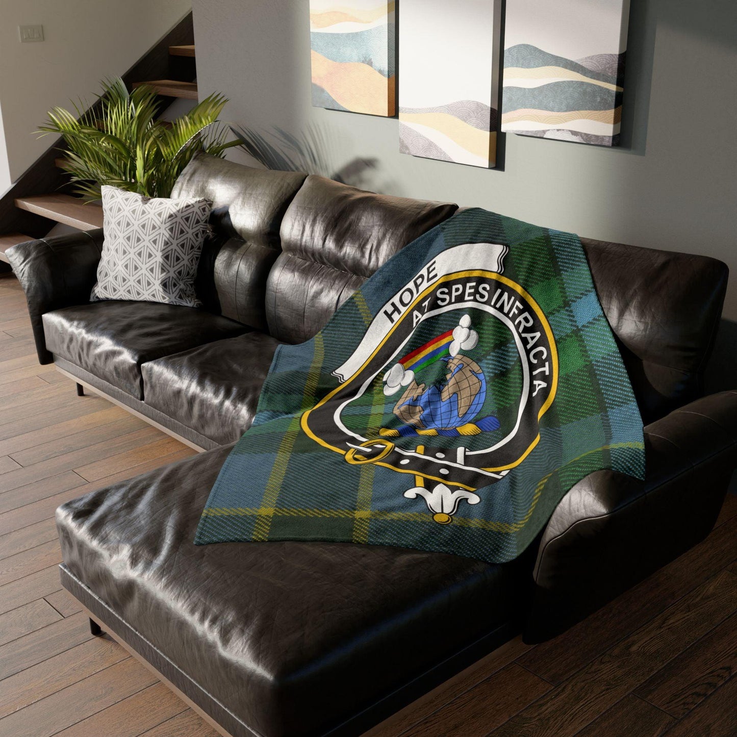 Hope Clan Tartan Blanket – Scottish Crest Throw, Soft & Cozy