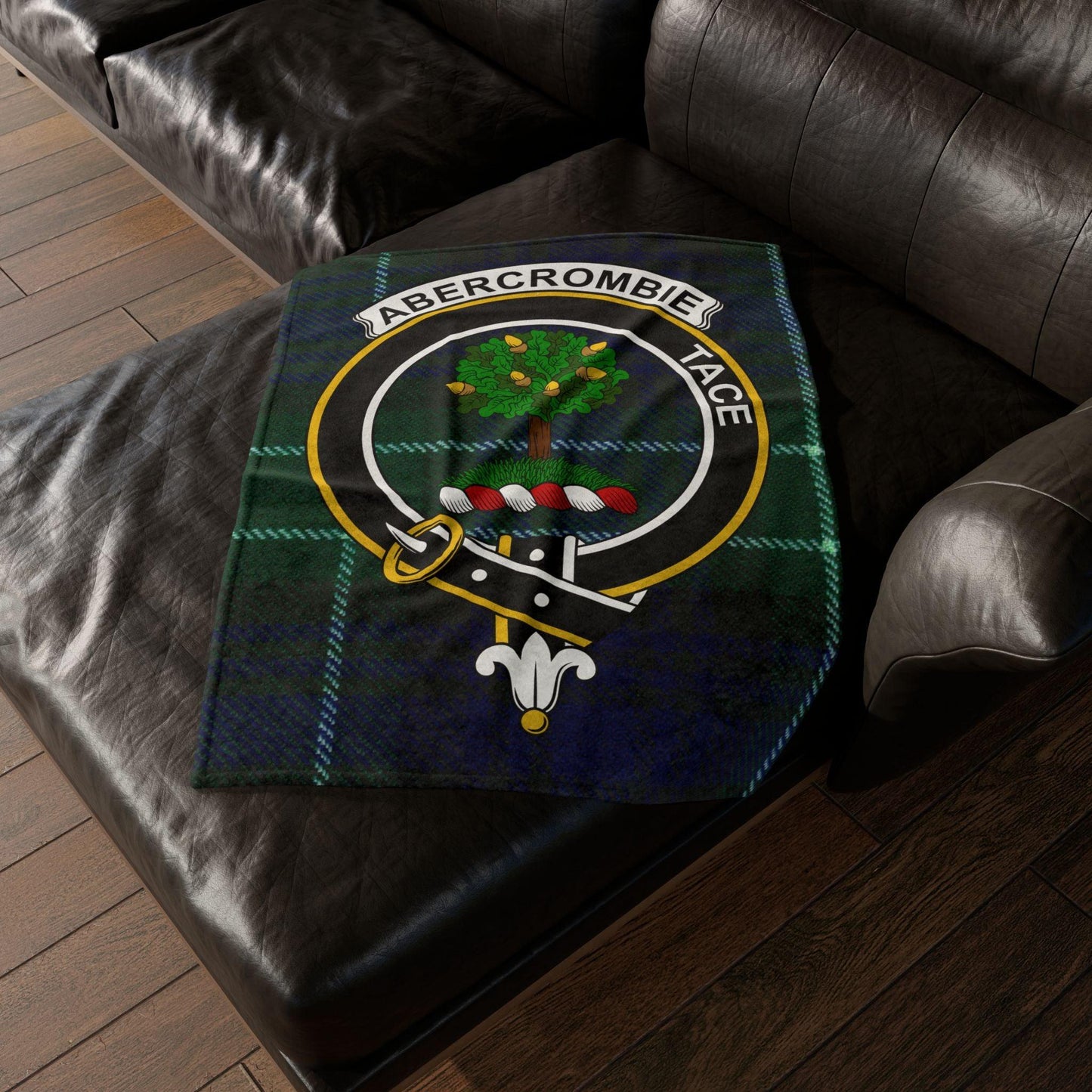 Abercrombie Clan Crest Scottish Tartan Blanket - Celtic Ancestry Gifts