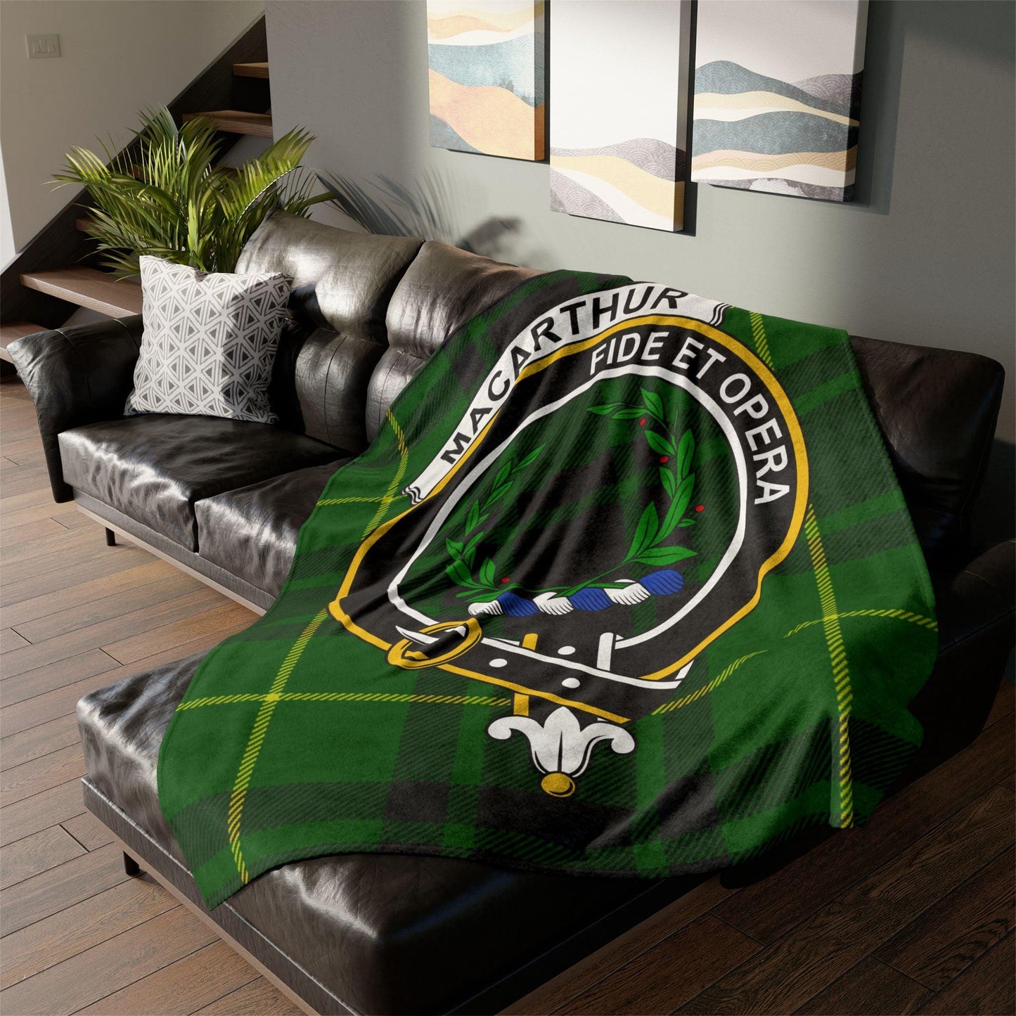 MacArthur Clan Tartan Blanket – Scottish Crest Throw, Soft & Cozy